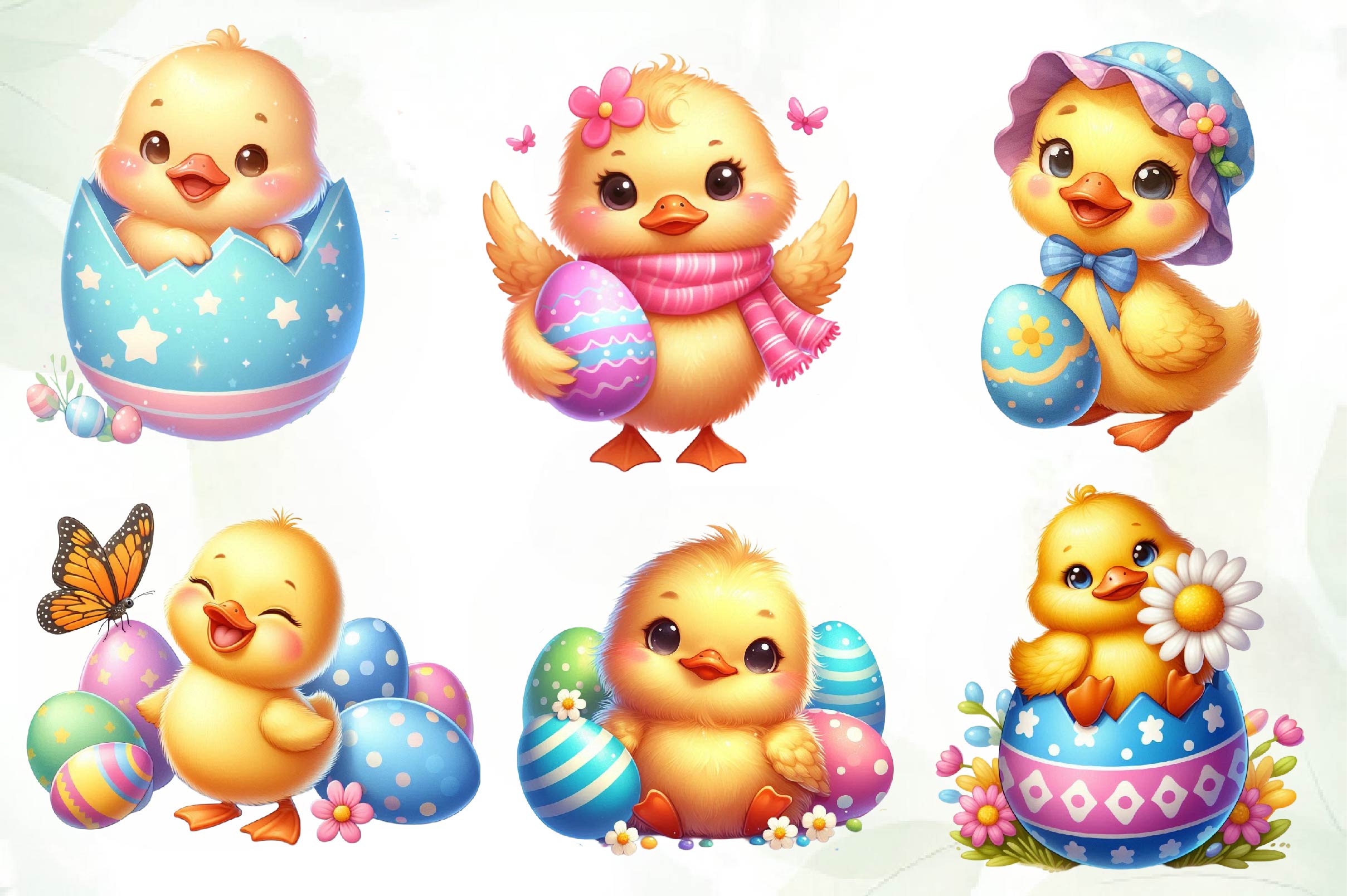 Easter Cute Duck Duck Clipart Bundle