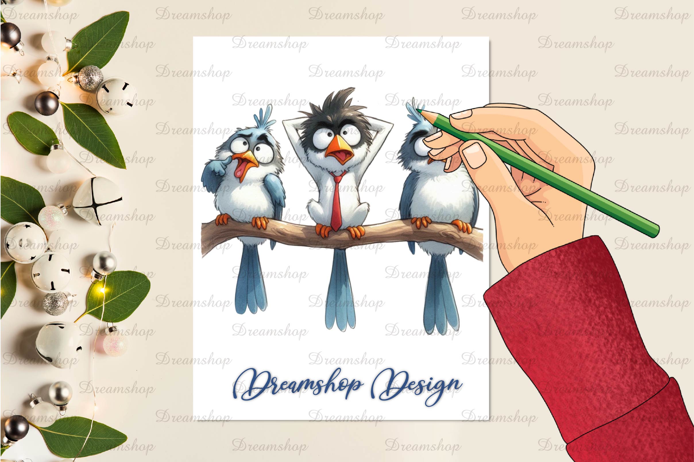 Funny Birds Watercolor Clipart Bundle