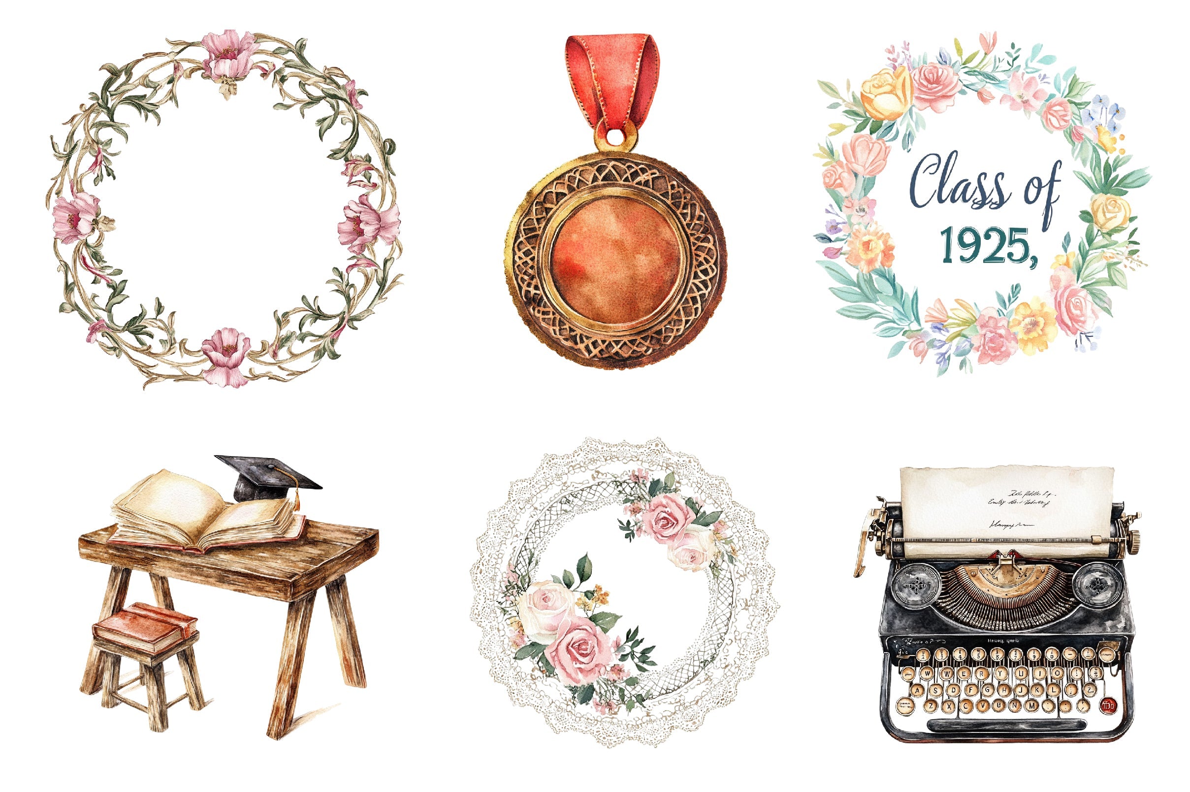 Vintage Graduation Clipart Bundle