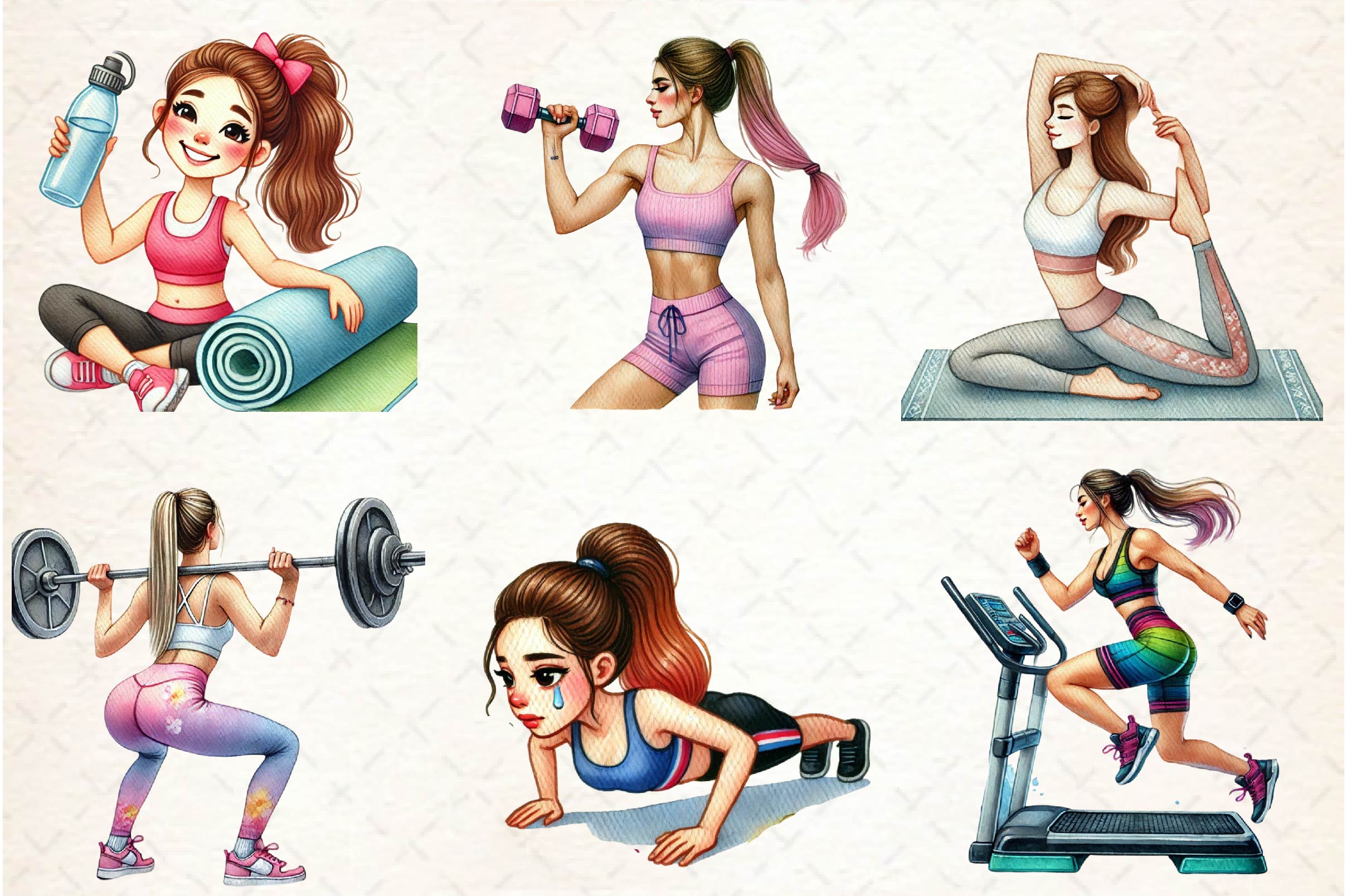 Gym Girl Clipart Bundle