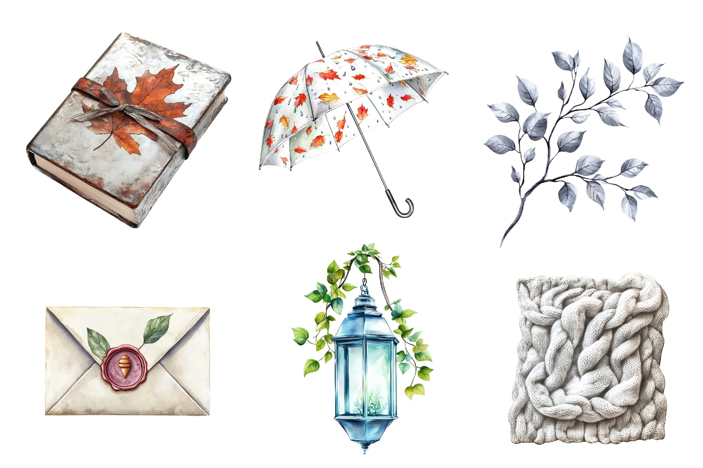 Silver Autumn Clipart Bundle 1