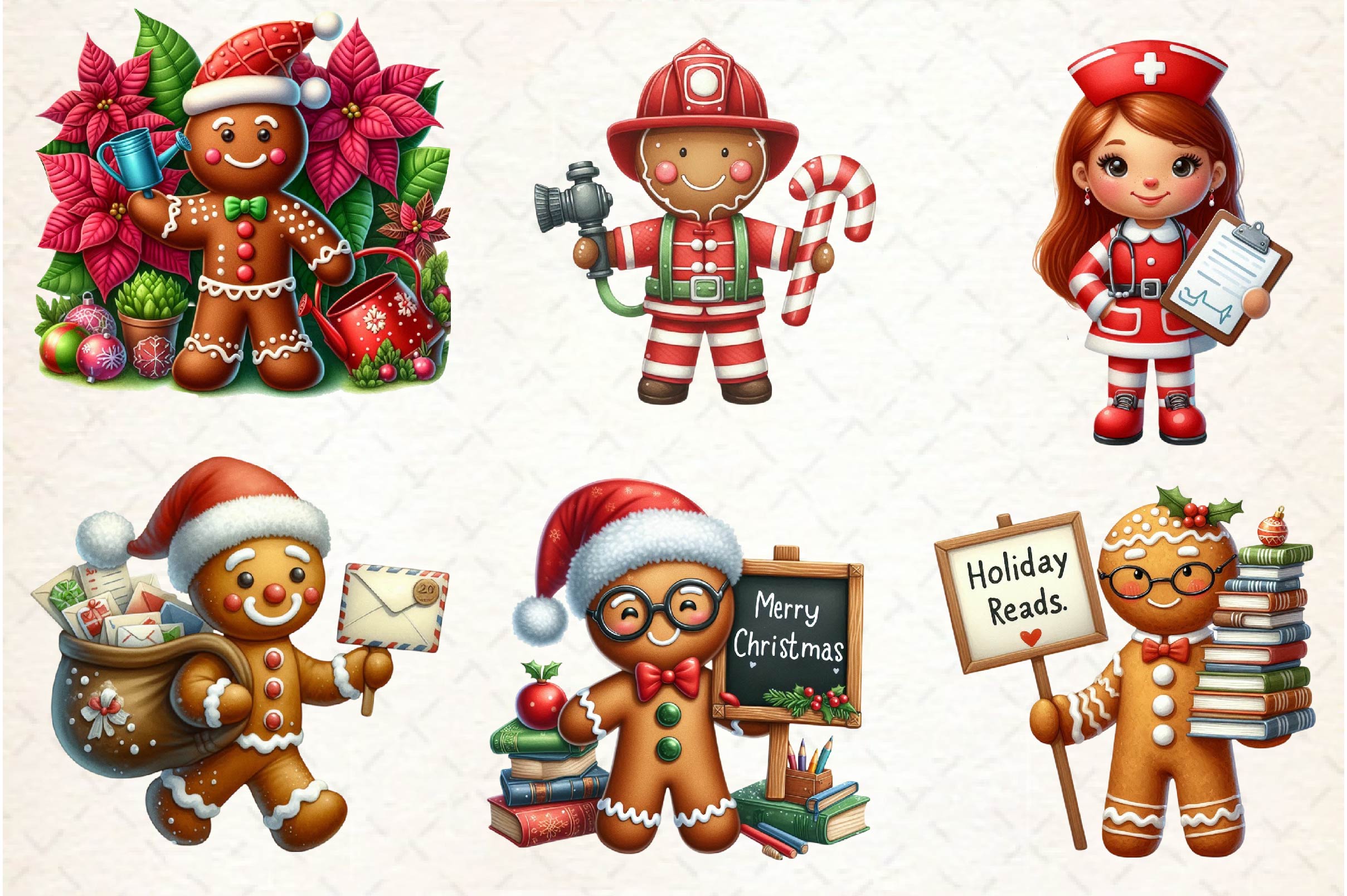 Christmas Gingerbread Jobs Clipart Bundle