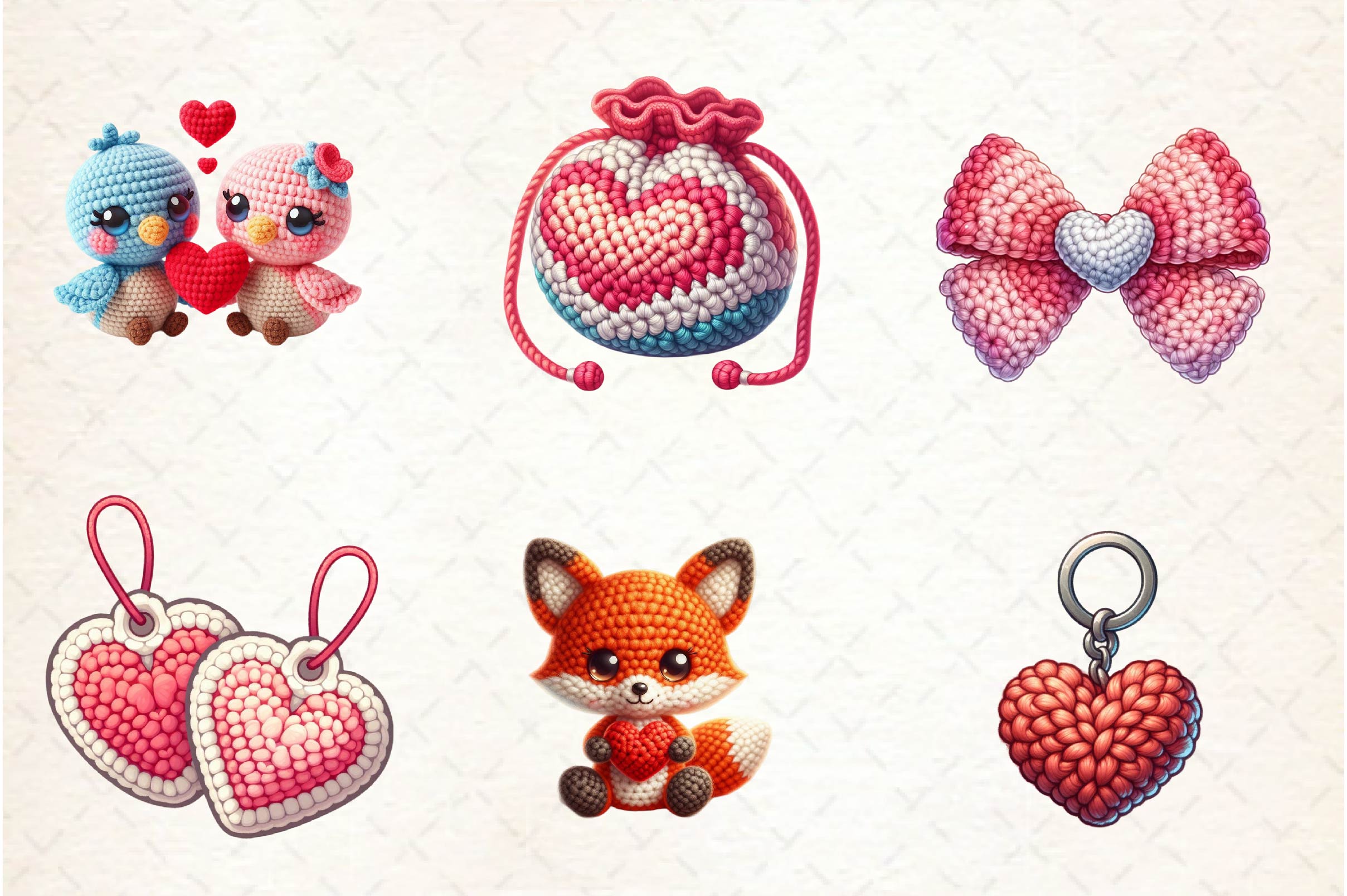 Crochet Valentine's Day Clipart Bundle
