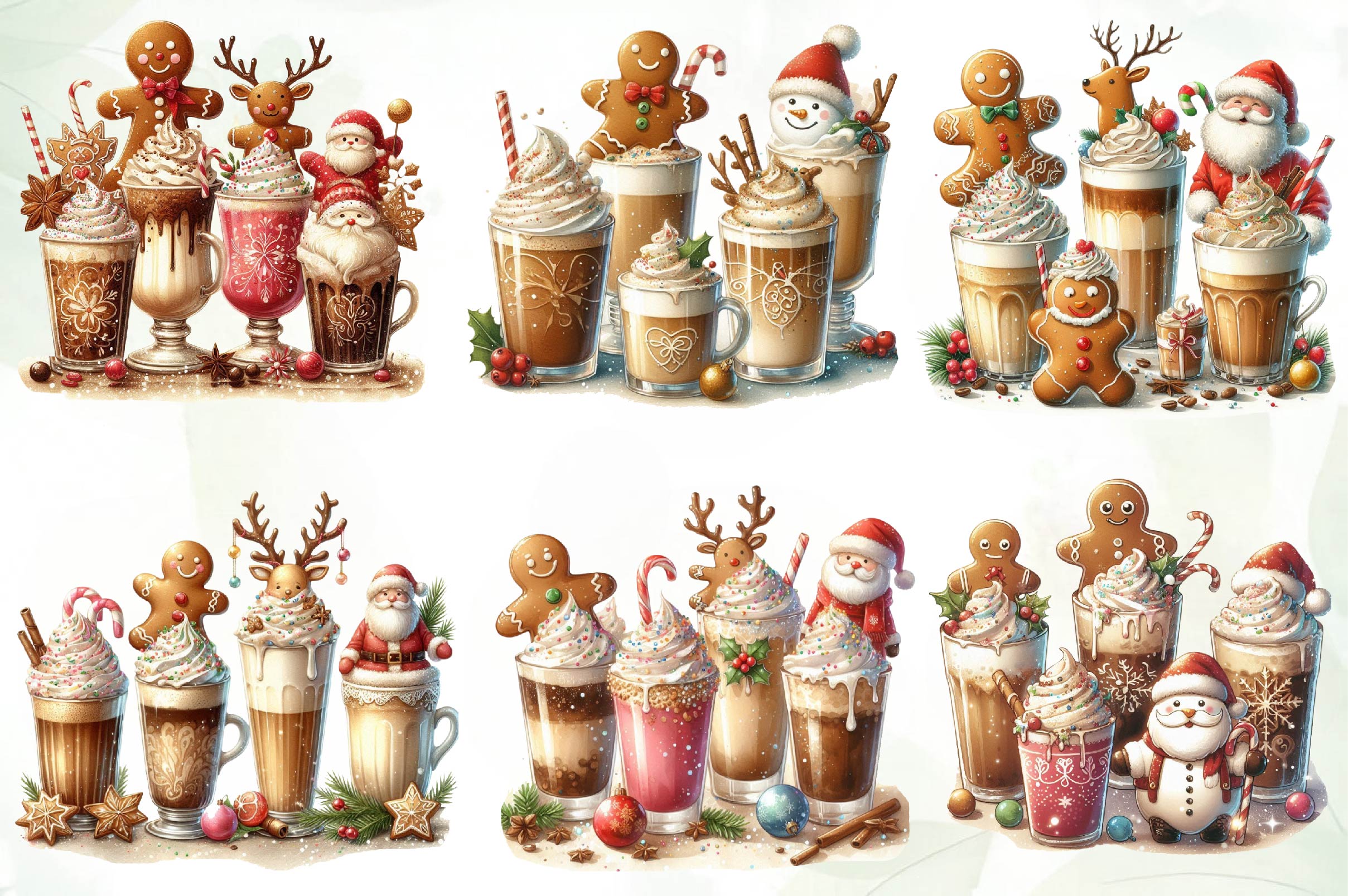 Christmas Gingerbread Coffee Clipart Bundle