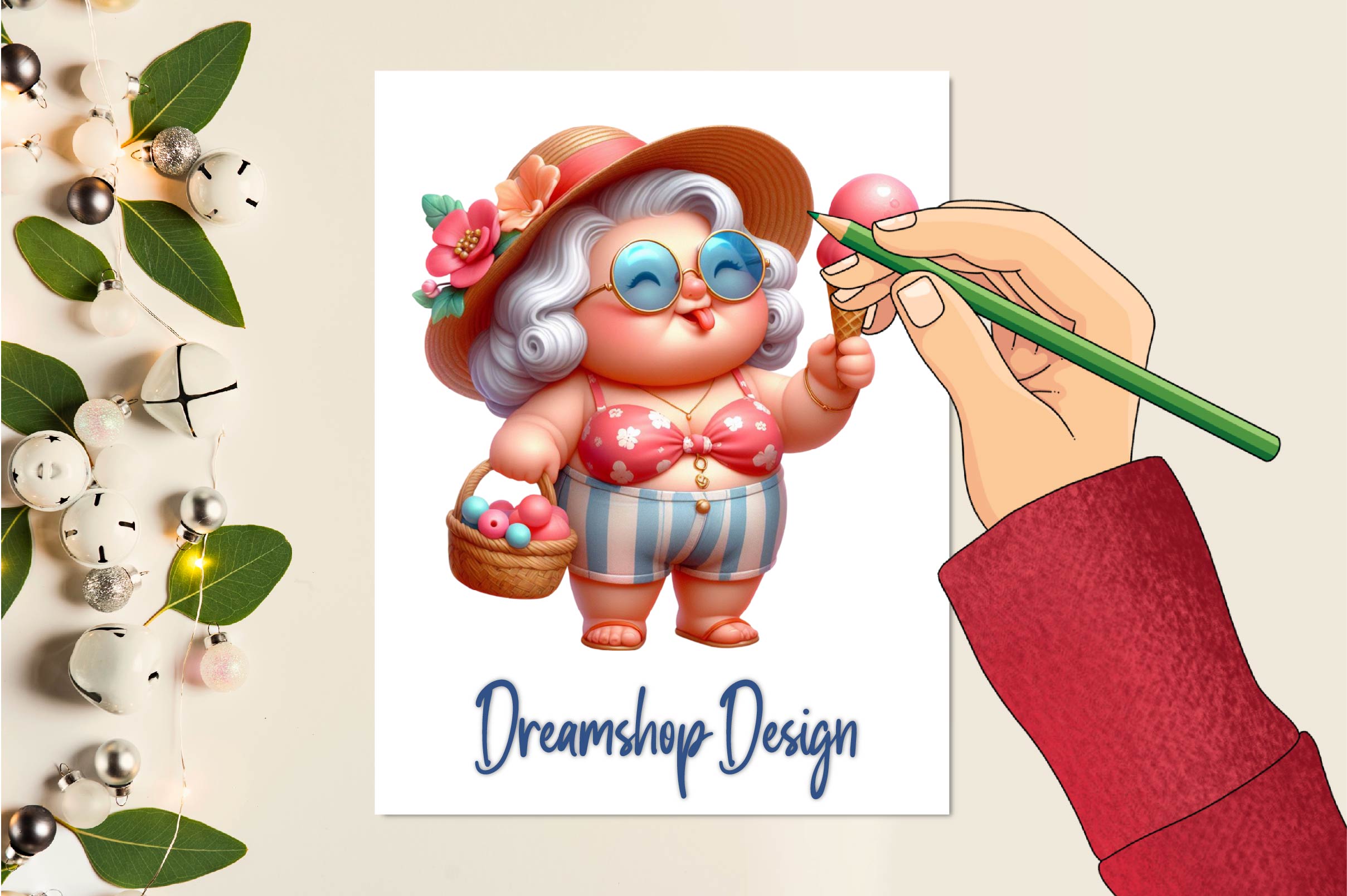 Funny Summer Grandma Clipart Bundle