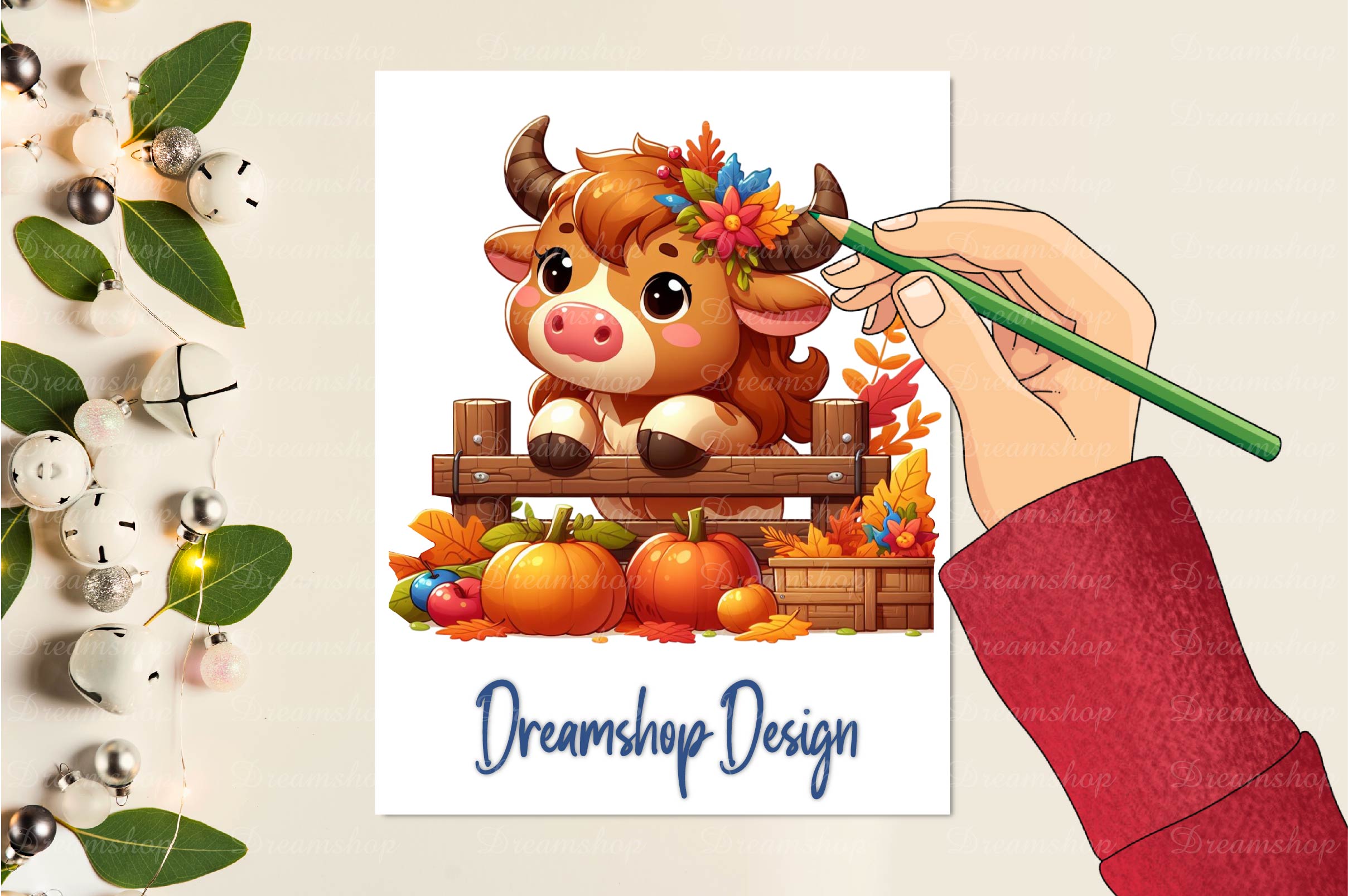 Autumn Bison Clipart Bundle