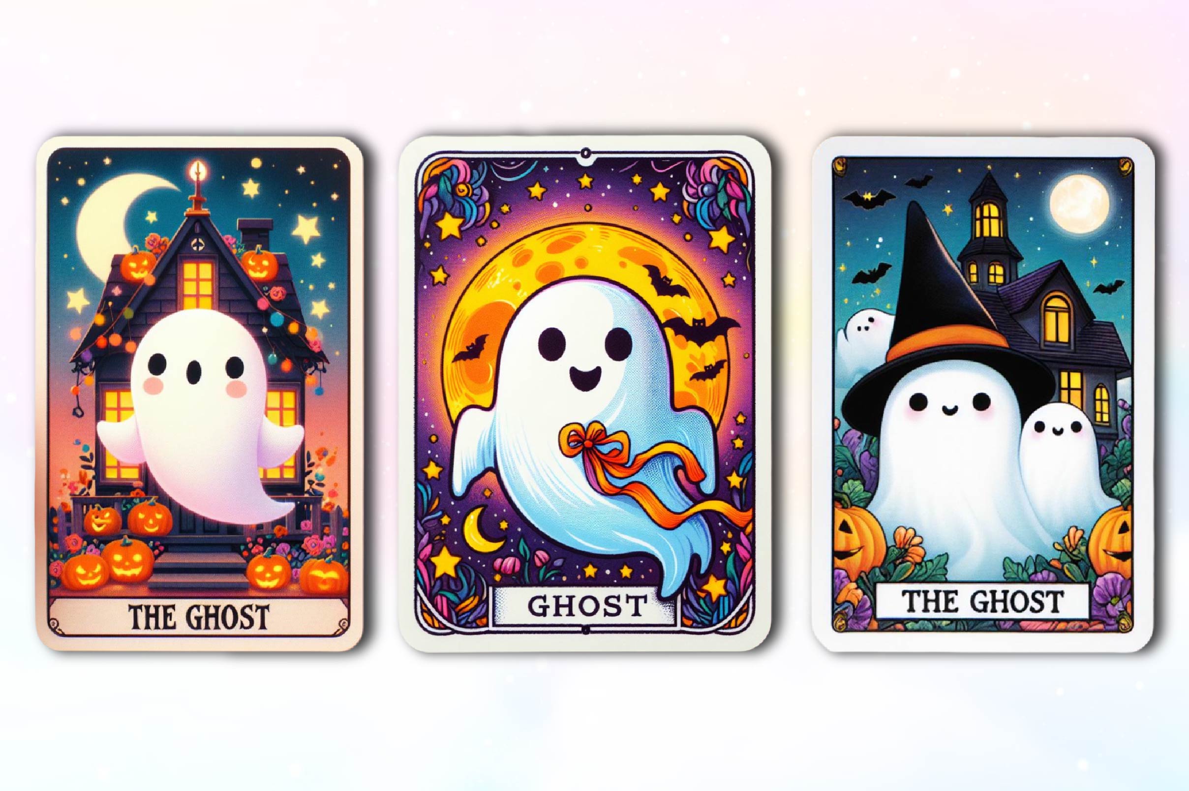 Halloween Ghost Tarot Card Clipart Bundle