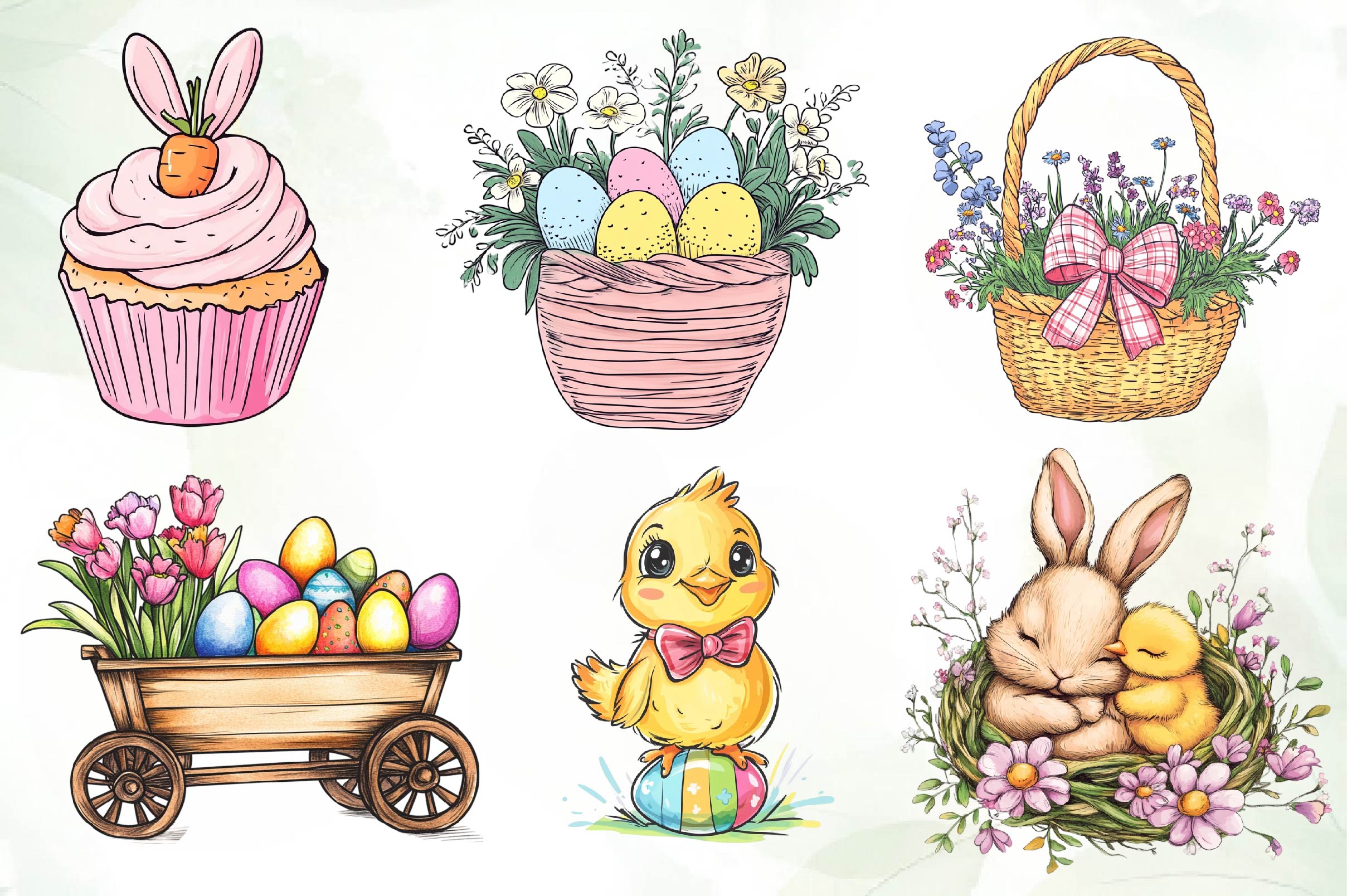 Cute Pastel Easter Clipart Bundle