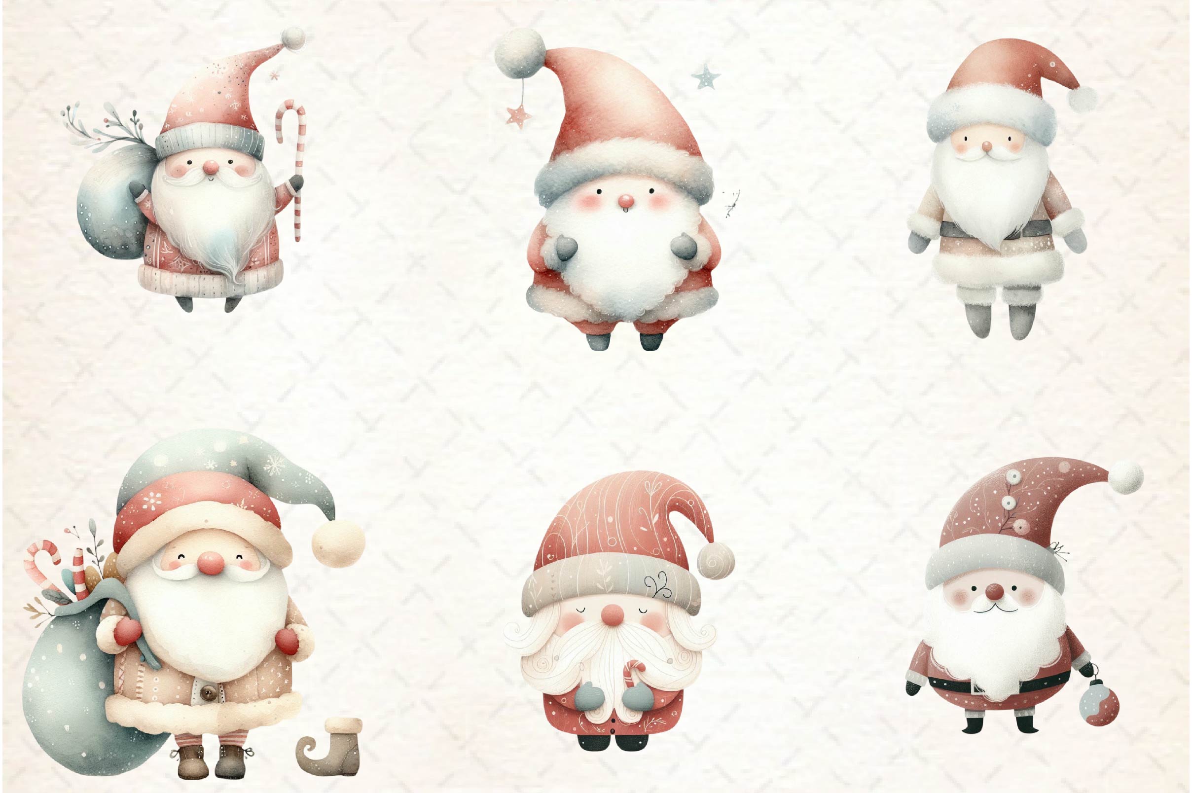 Christmas Whimsical Santa Clipart Bundle
