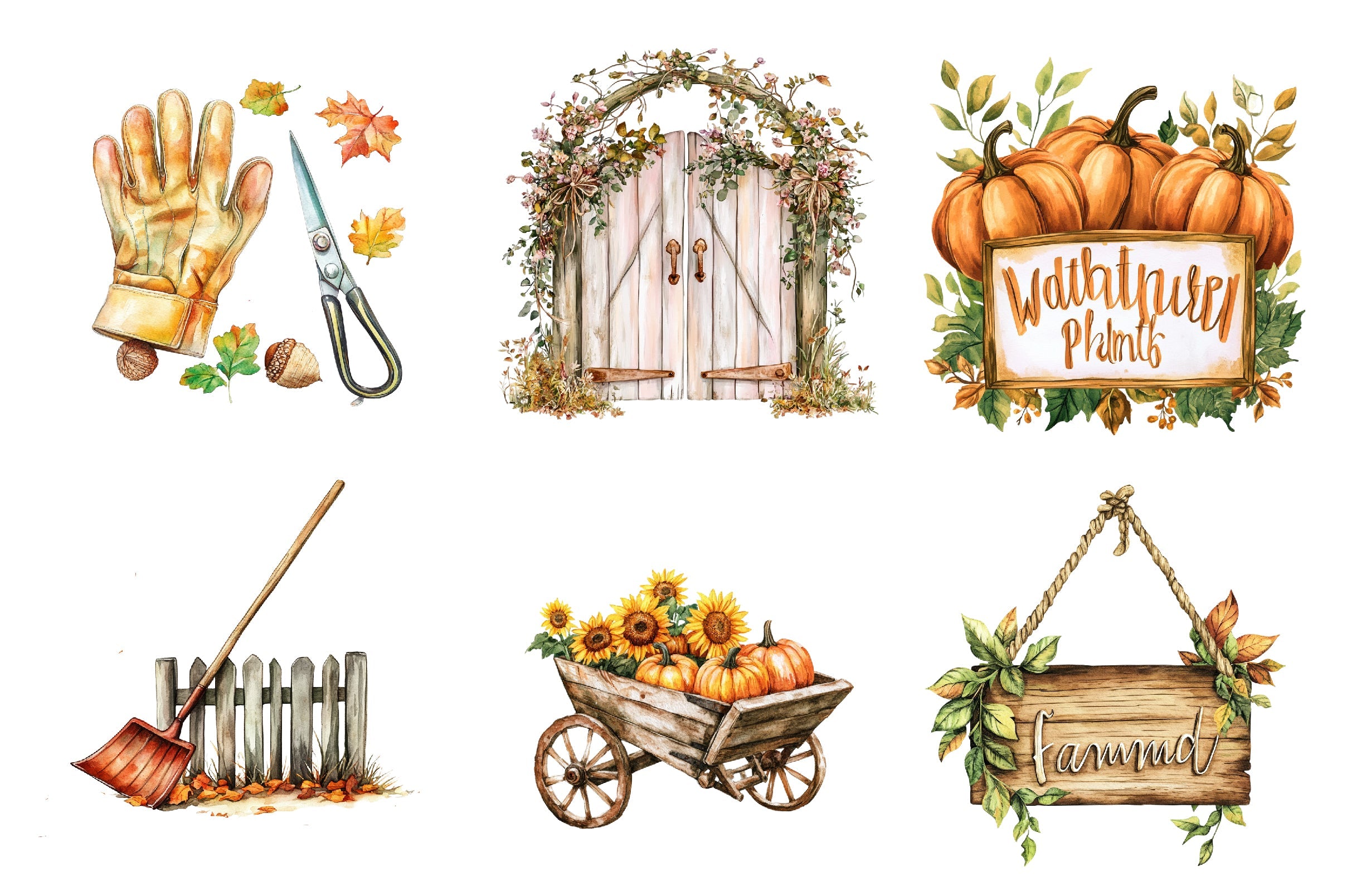 Autumn Garden Clipart Bundle 1