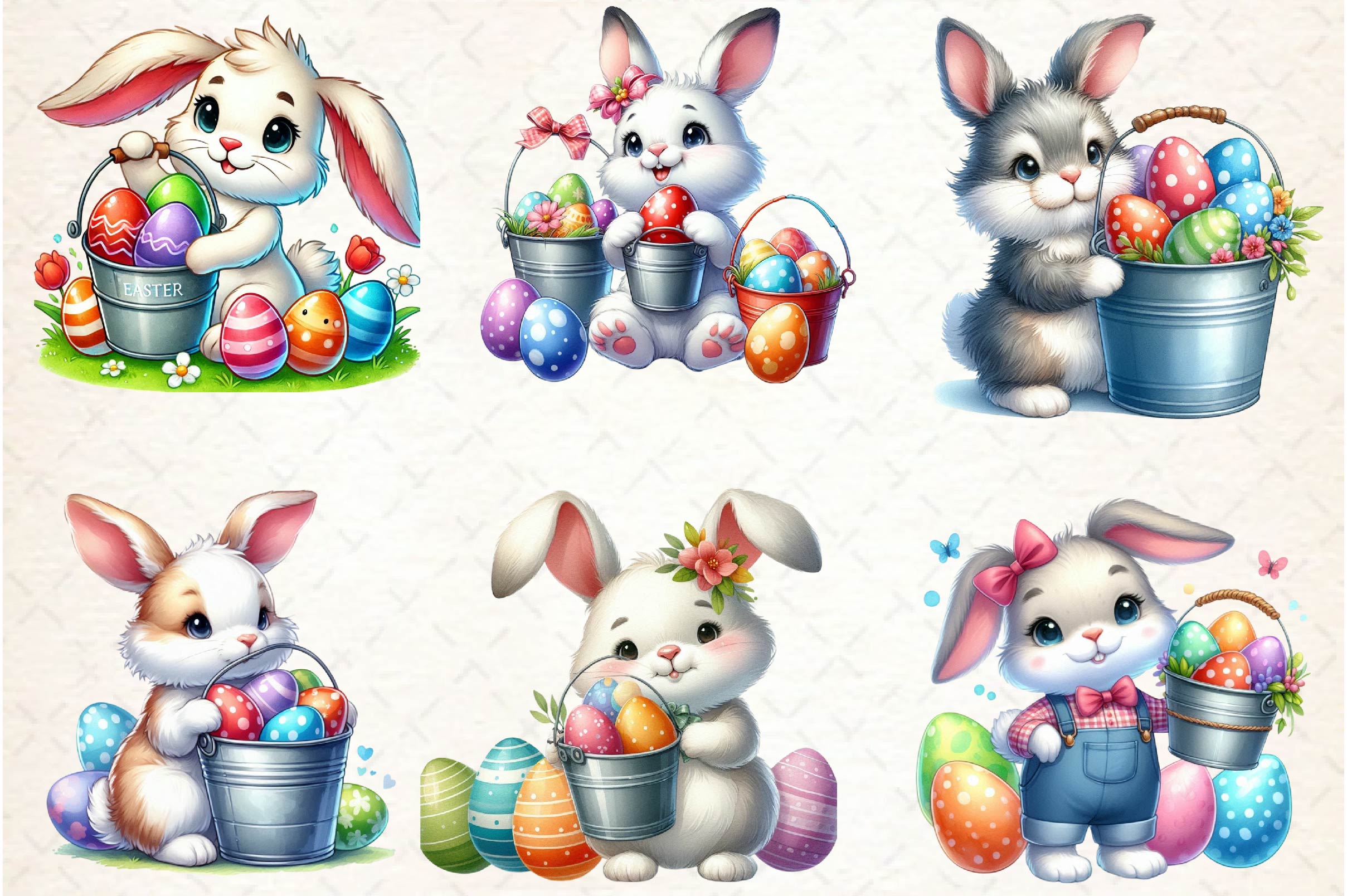 Easter Bunny Basket Clipart Bundle