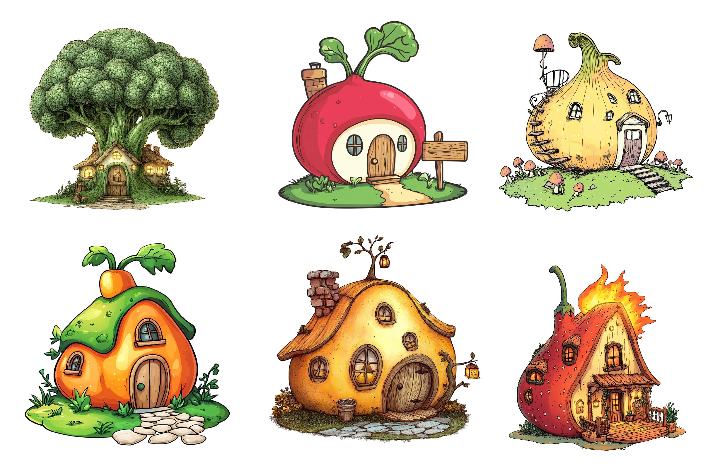 Vegetable Houses Clipart Bundle