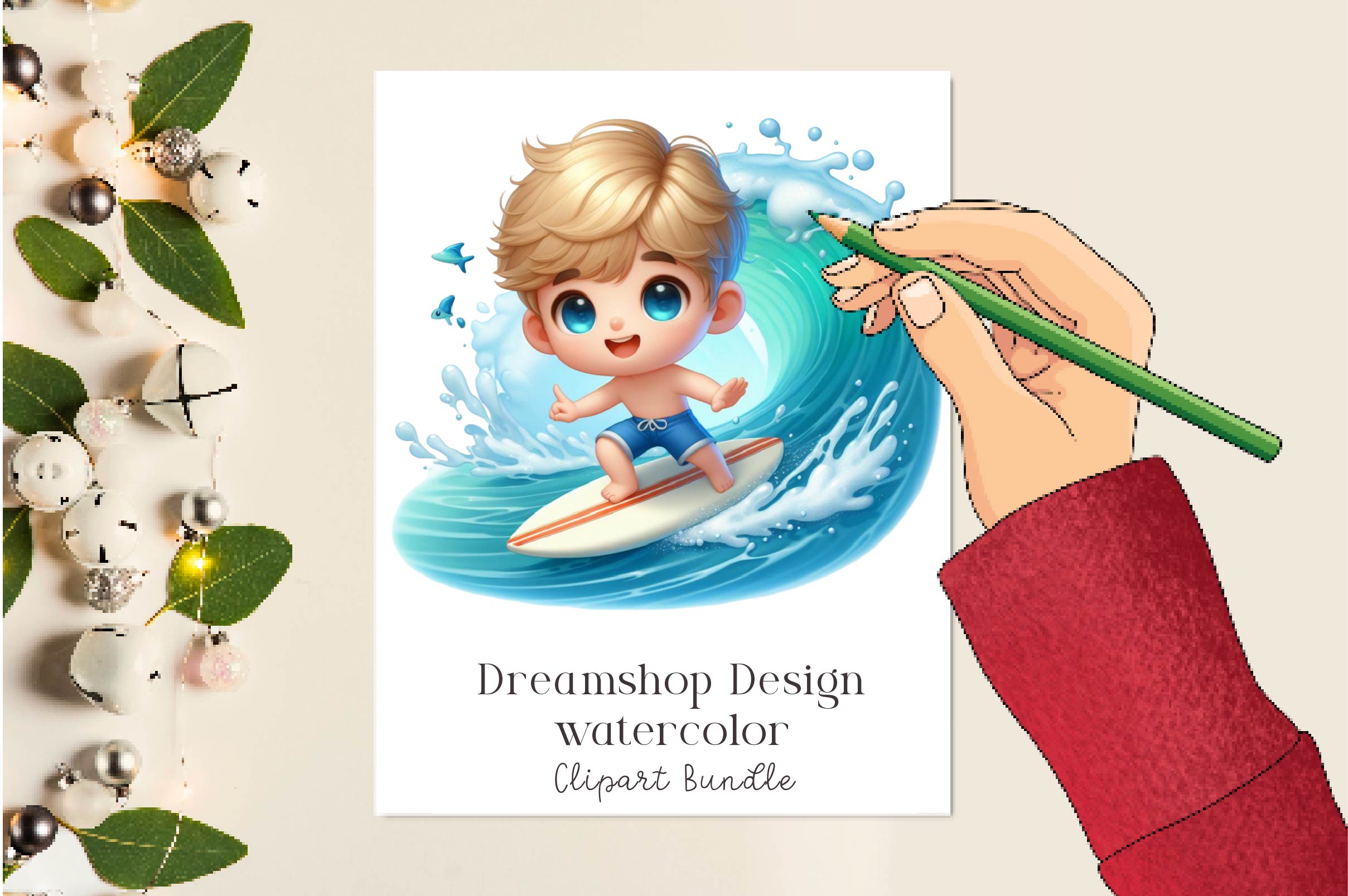 Surfing Boy Clipart Bundle
