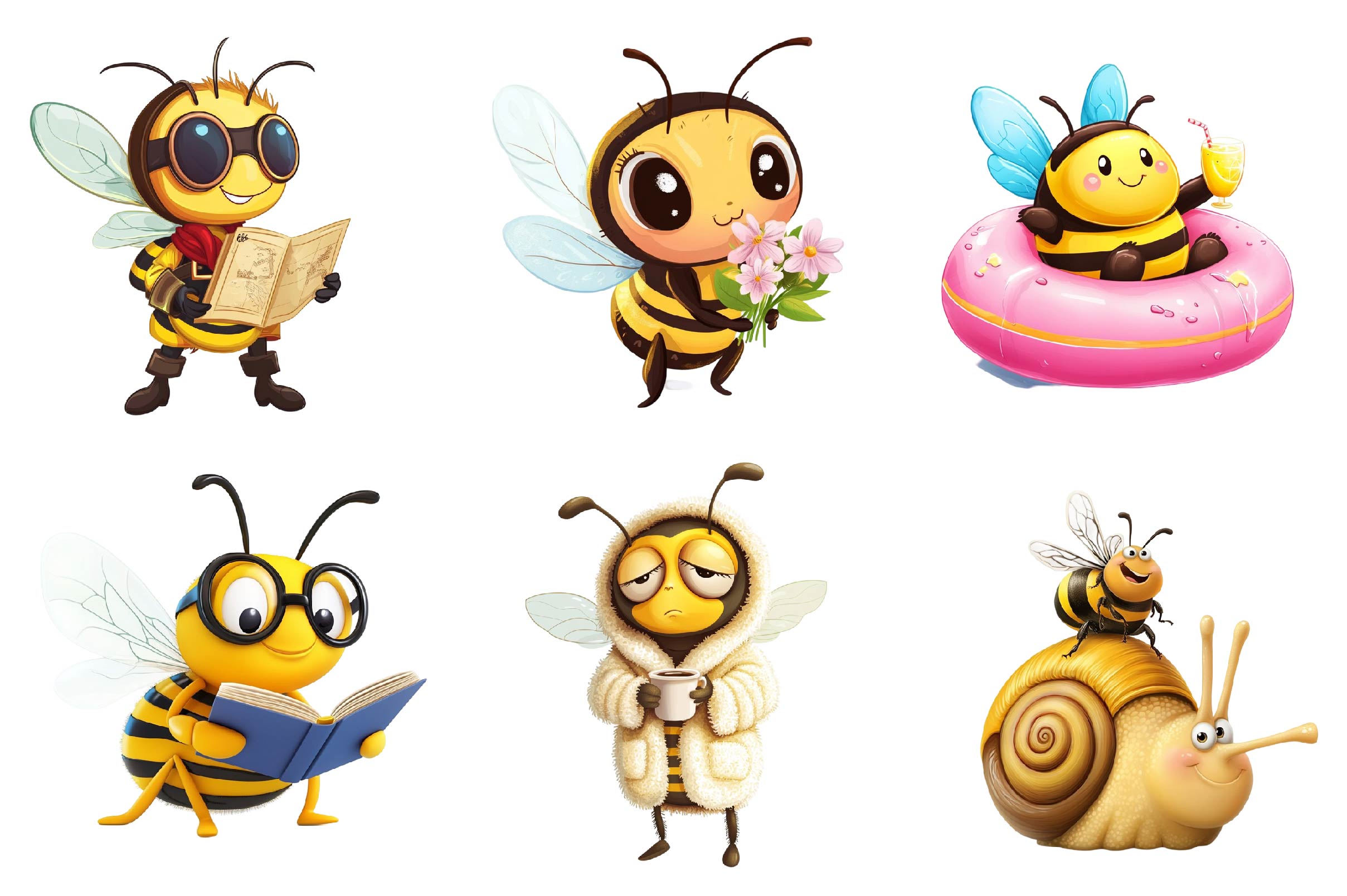 Quirky Funny Bee Clipart Bundle