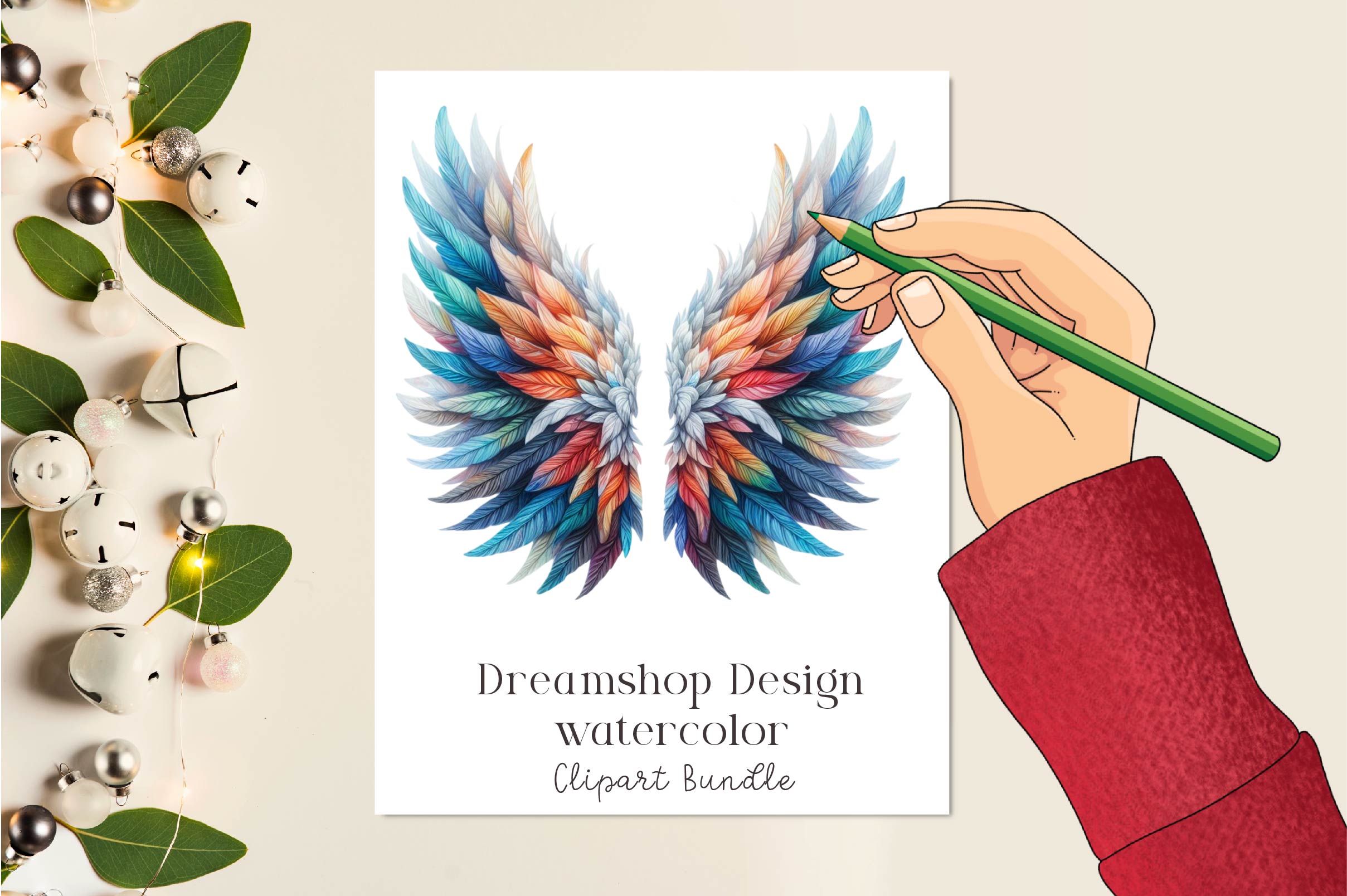 Colorful Angel Wings Clipart Bundle
