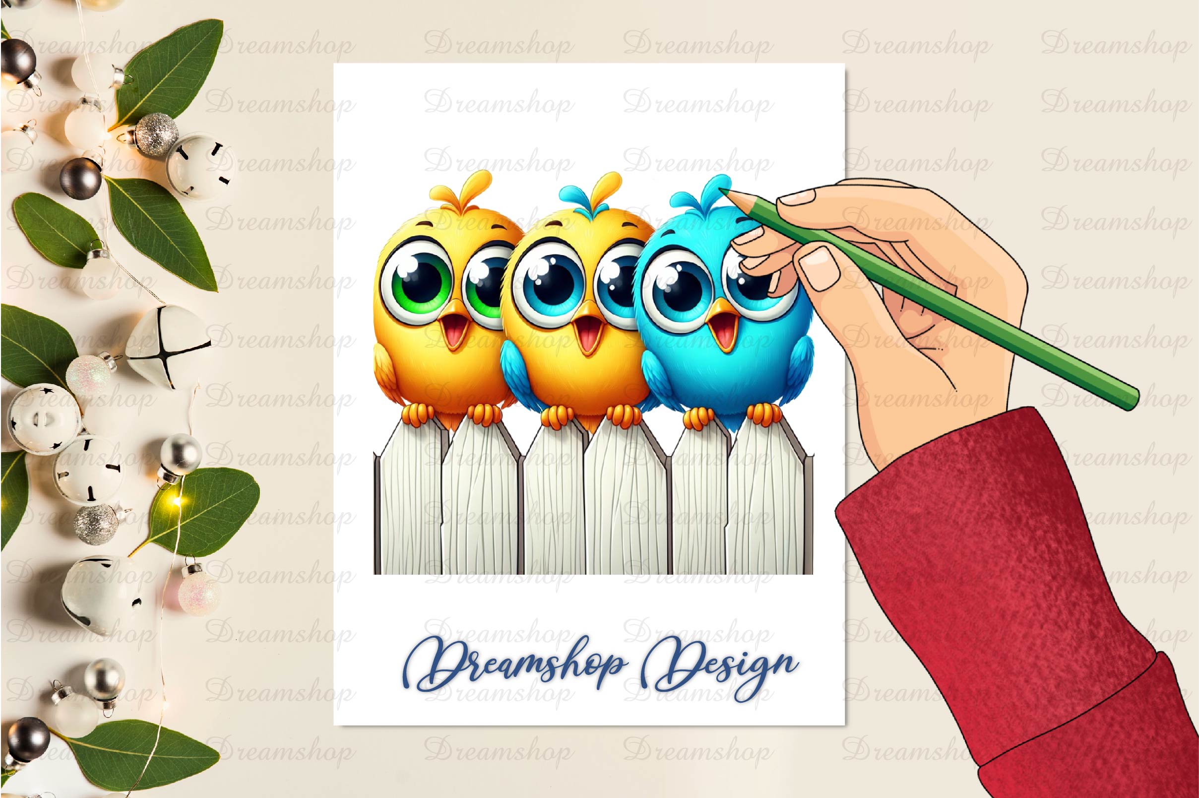 Funny Birds On Fence Clipart Bundle