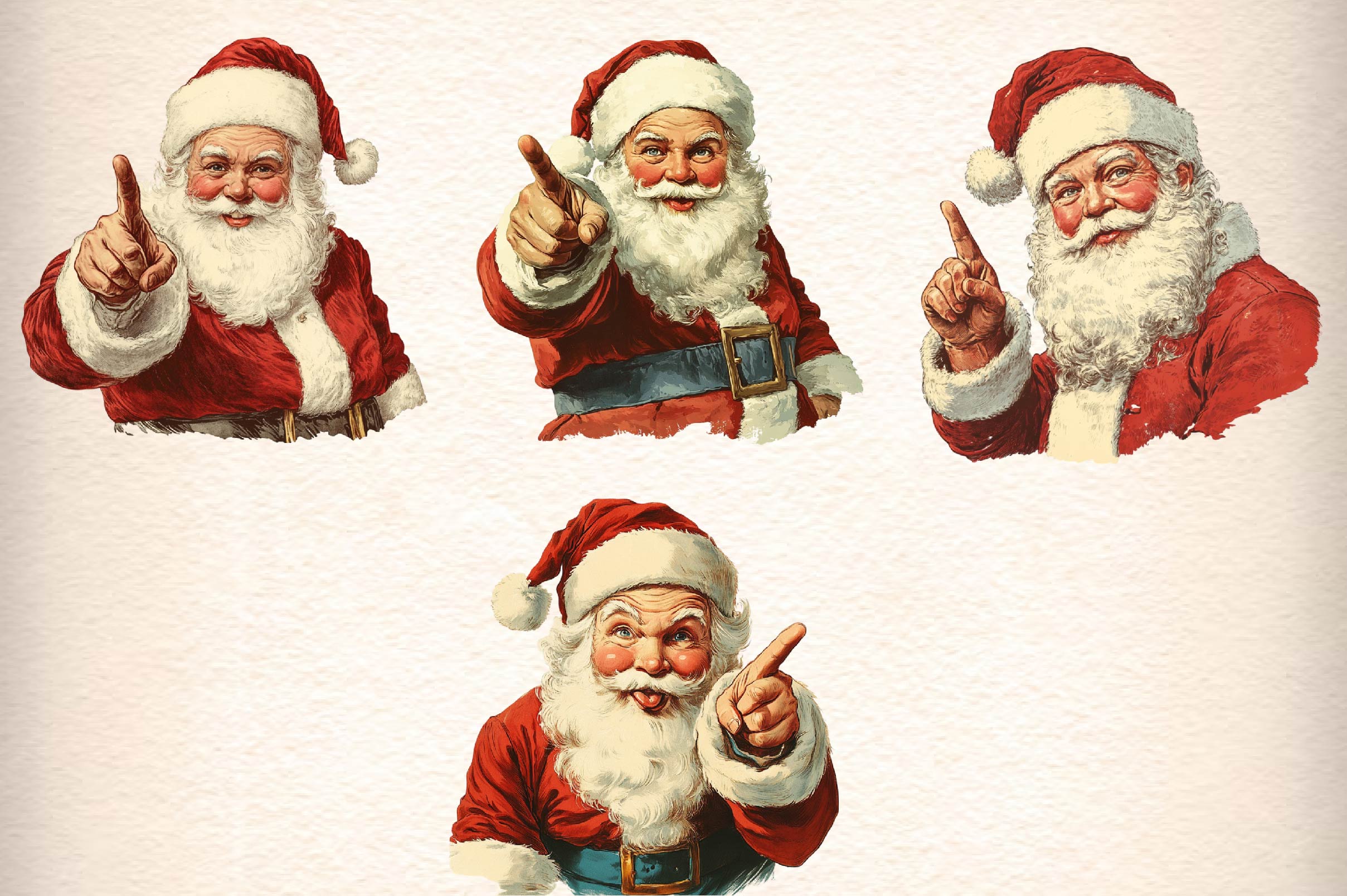 Vintage Santa Clipart Bundle 1