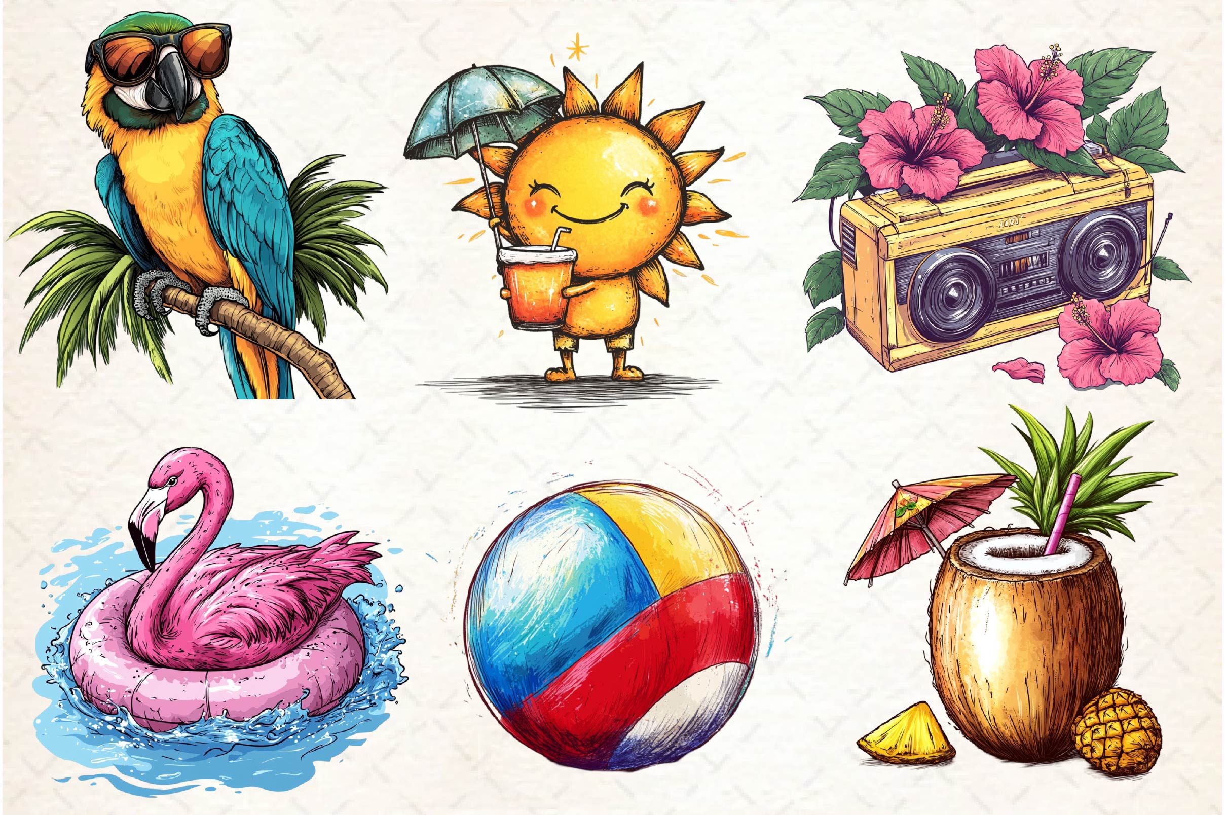 Hand Drawn Summer Clipart Bundle