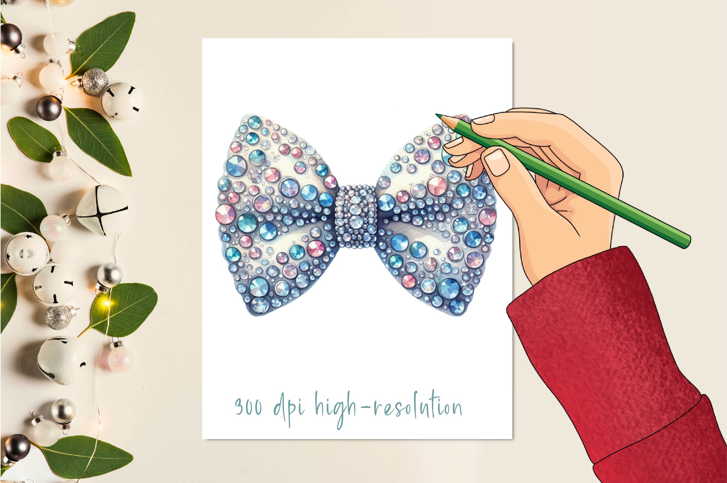 Rhinestone Bow Tie Clipart Bundle