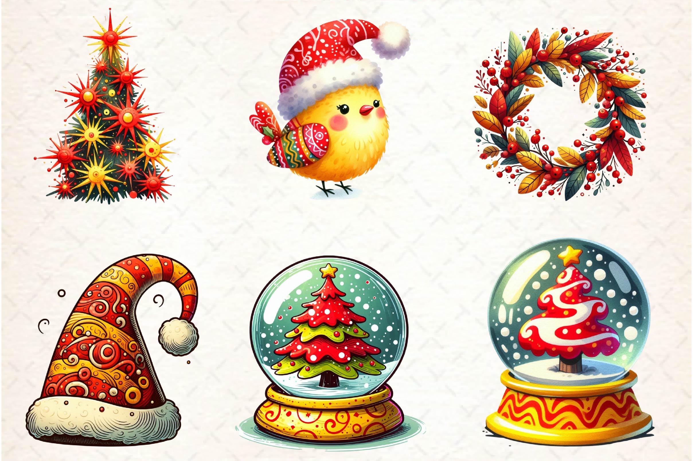 Cute Funky Christmas Clipart Bundle