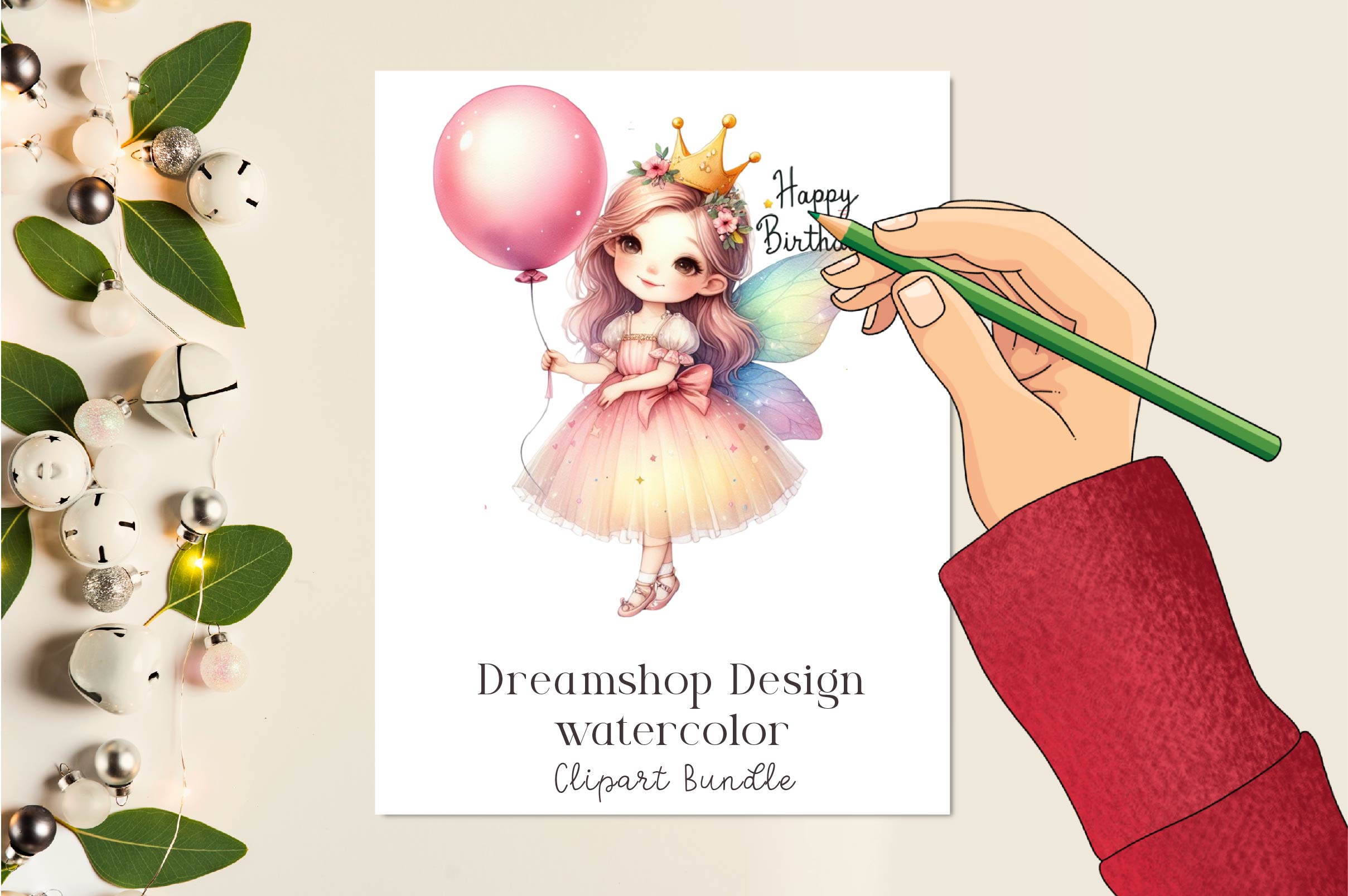 Cute Fairy Happy Birthday Clipart Bundle