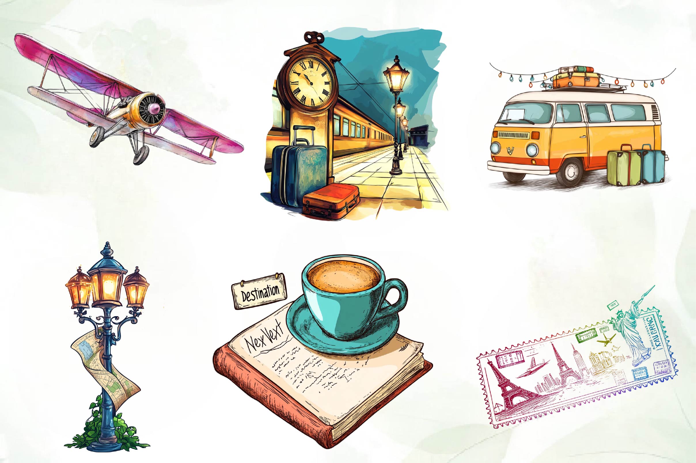 Vintage Travel Clipart Bundle