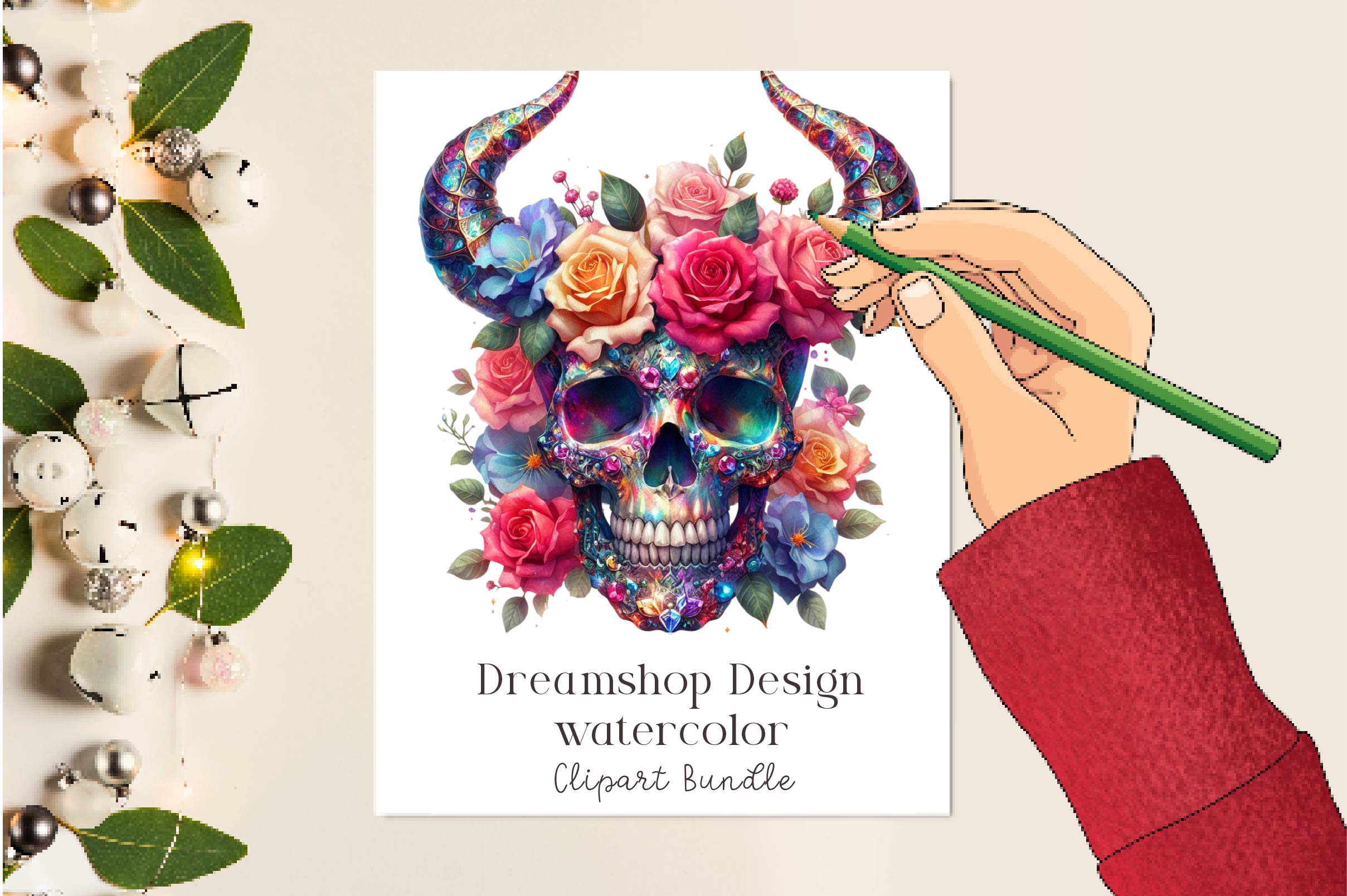 Skull With Horns Clipart Bundle