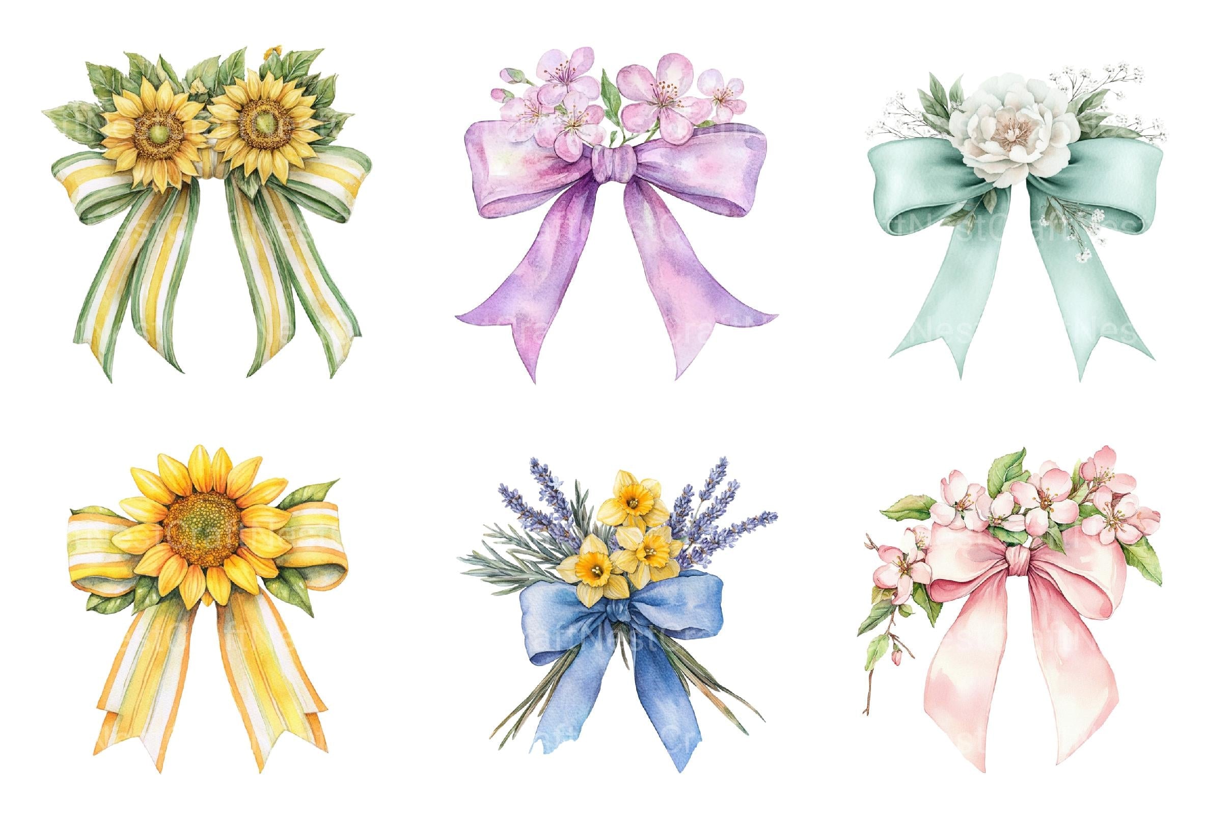 Spring Floral Bow Clipart