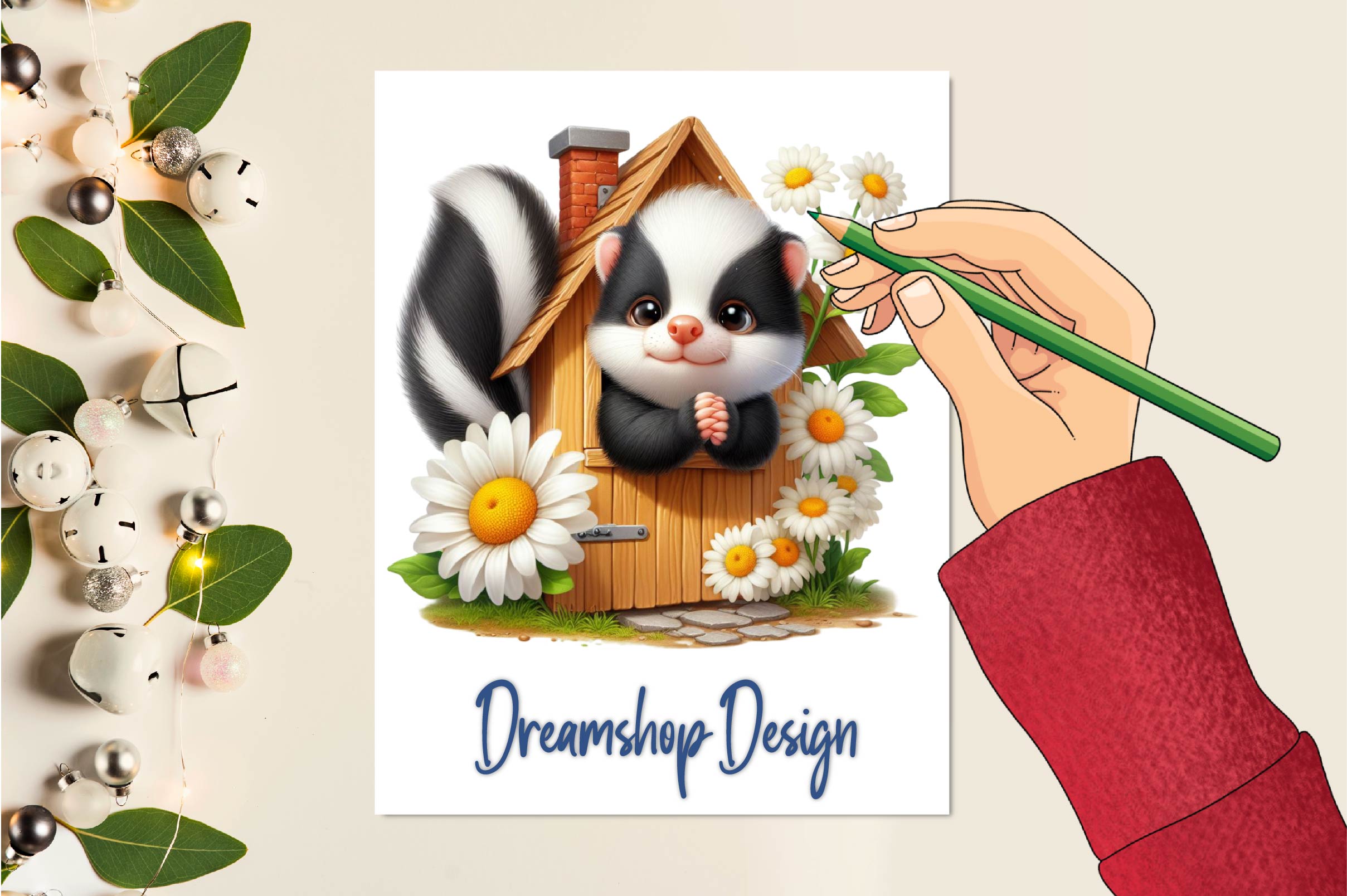 Spring Skunk Clipart Bundle