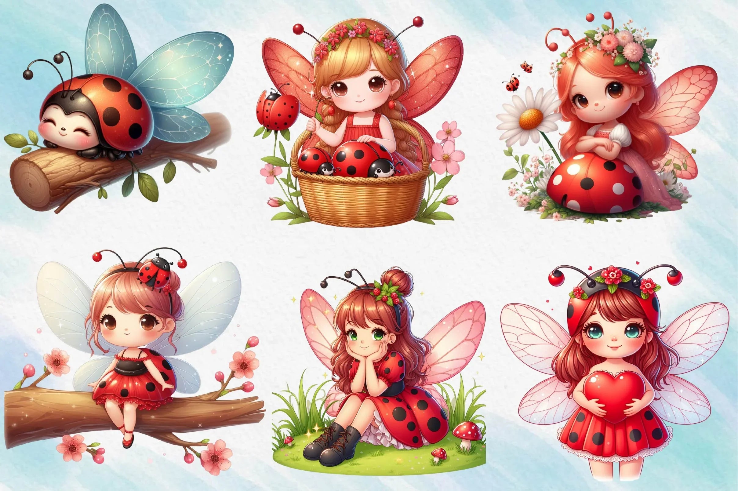Ladybug Fairy Clipart Bundle - CraftNest - Digital Crafting and Art