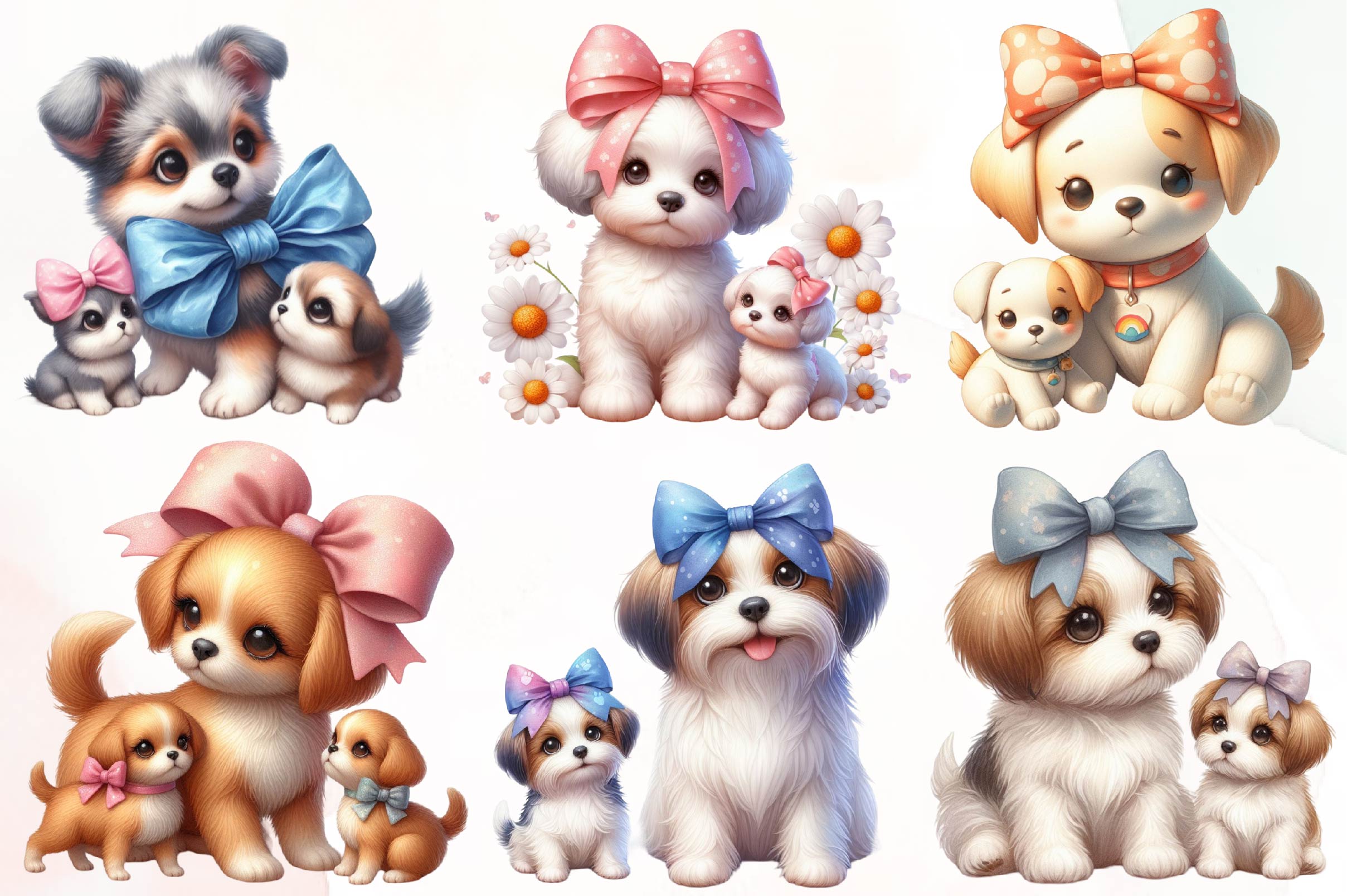 Mother And Baby Dog Clipart Bundle
