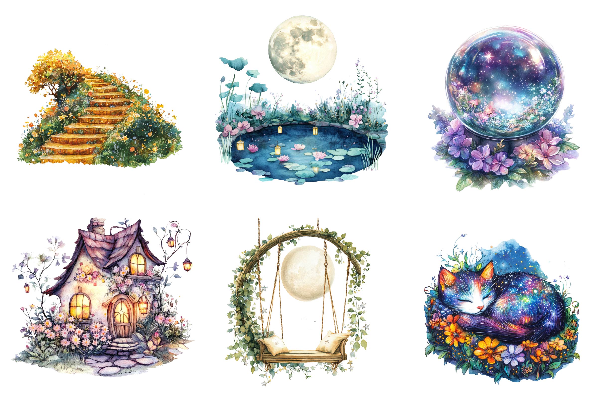 Magical Celestial Garden Clipart Bundle