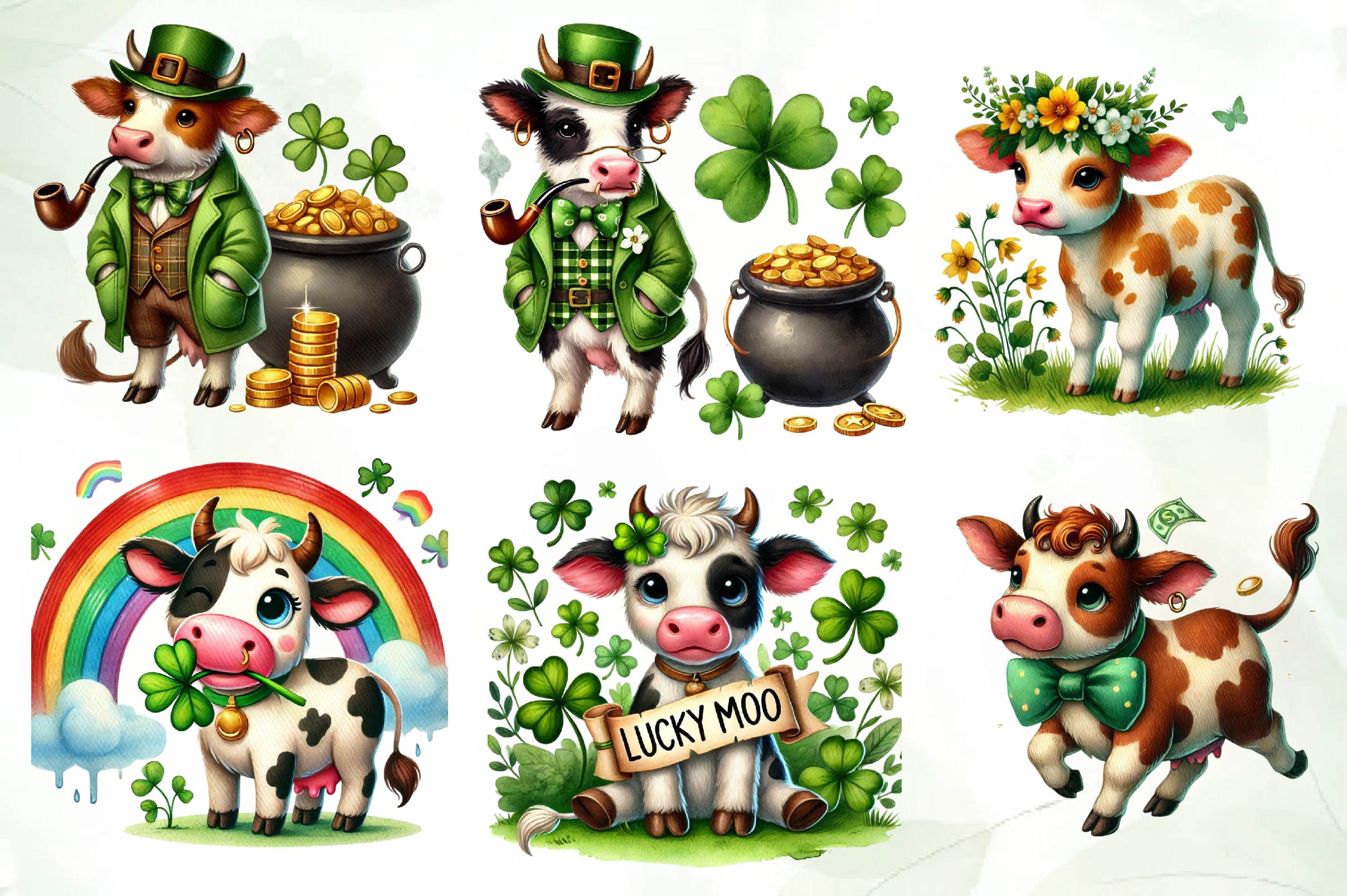 St Patrick S Cow Clipart Bundle