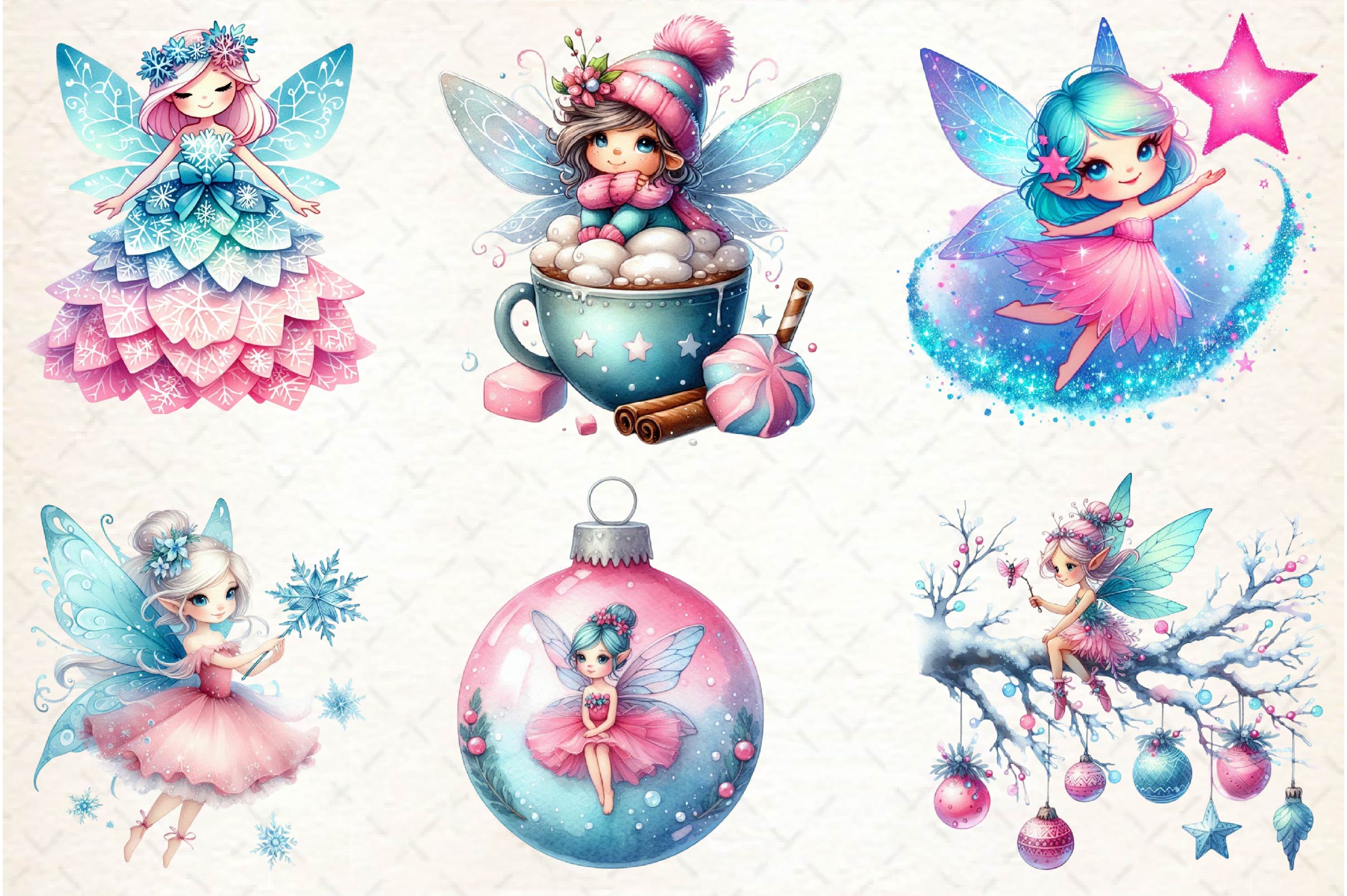 Christmas Winter Fairy Clipart Bundle