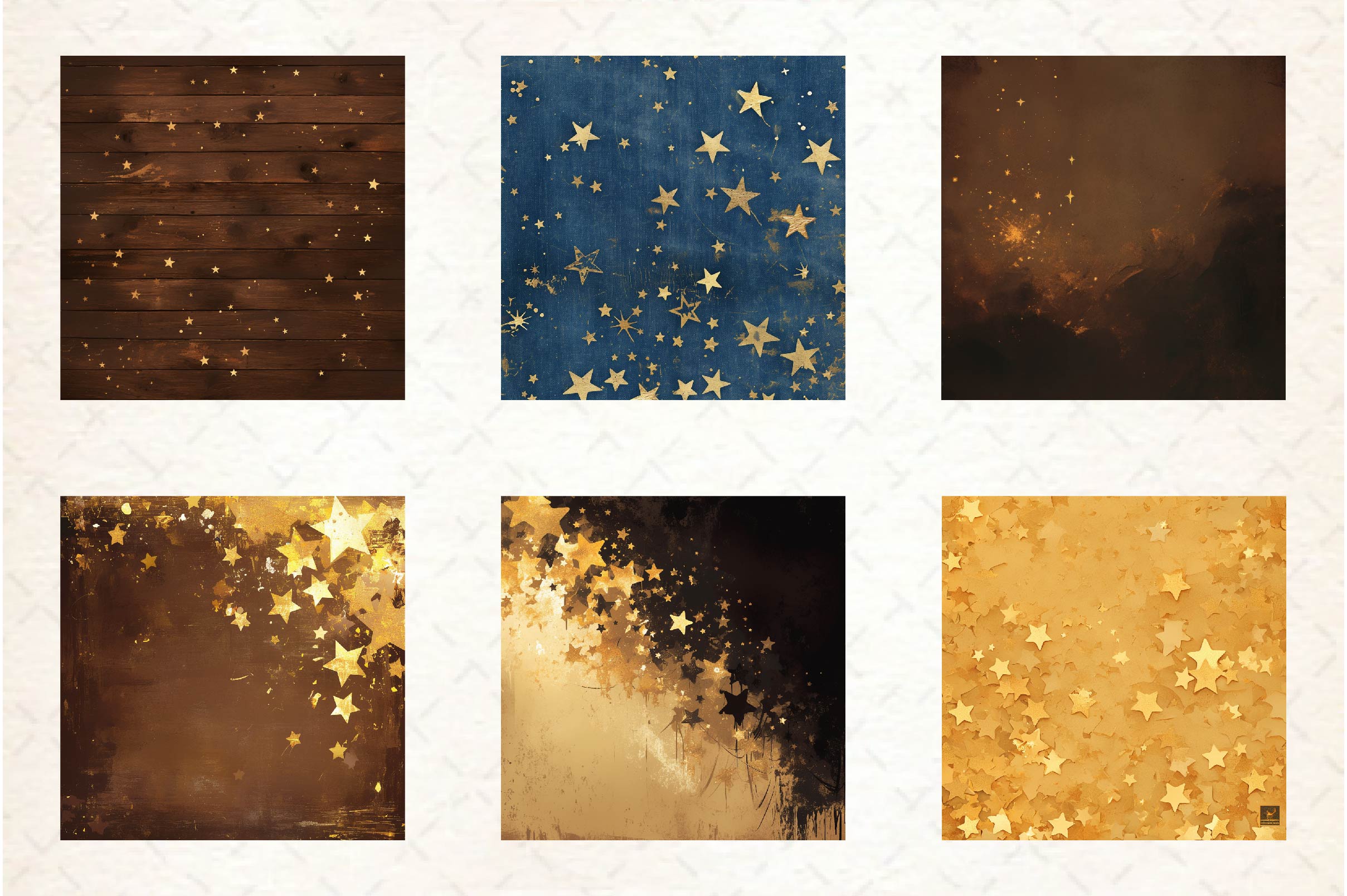 Gold Starry Grunge Digital Paper