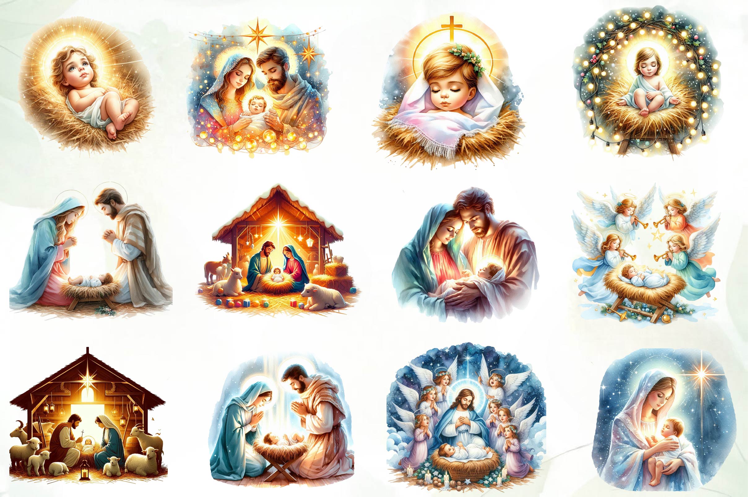 Chibi Nativity Christmas Clipart Bundle