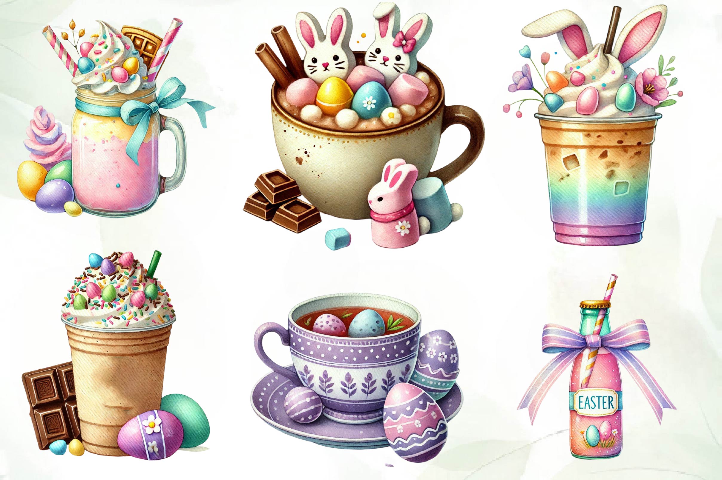 Easter Drinks Clipart Bundle