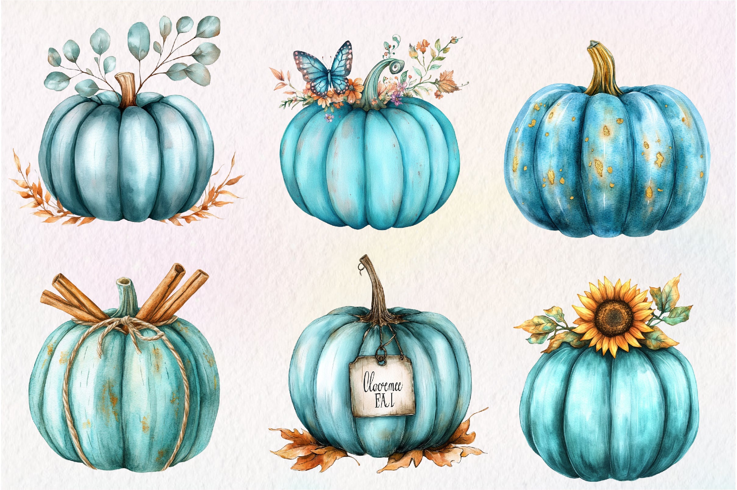 Teal Pumpkins Clipart Bundle