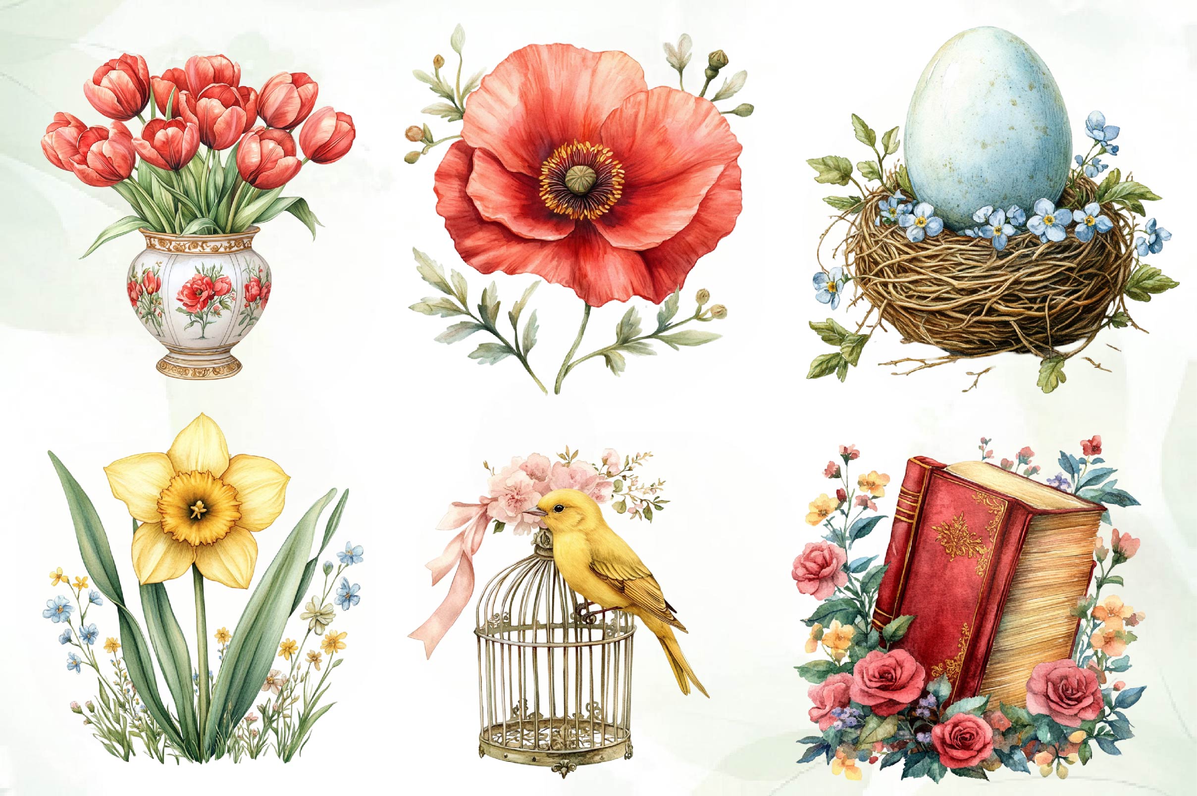Beautiful Victorian Spring Clipart Bundle