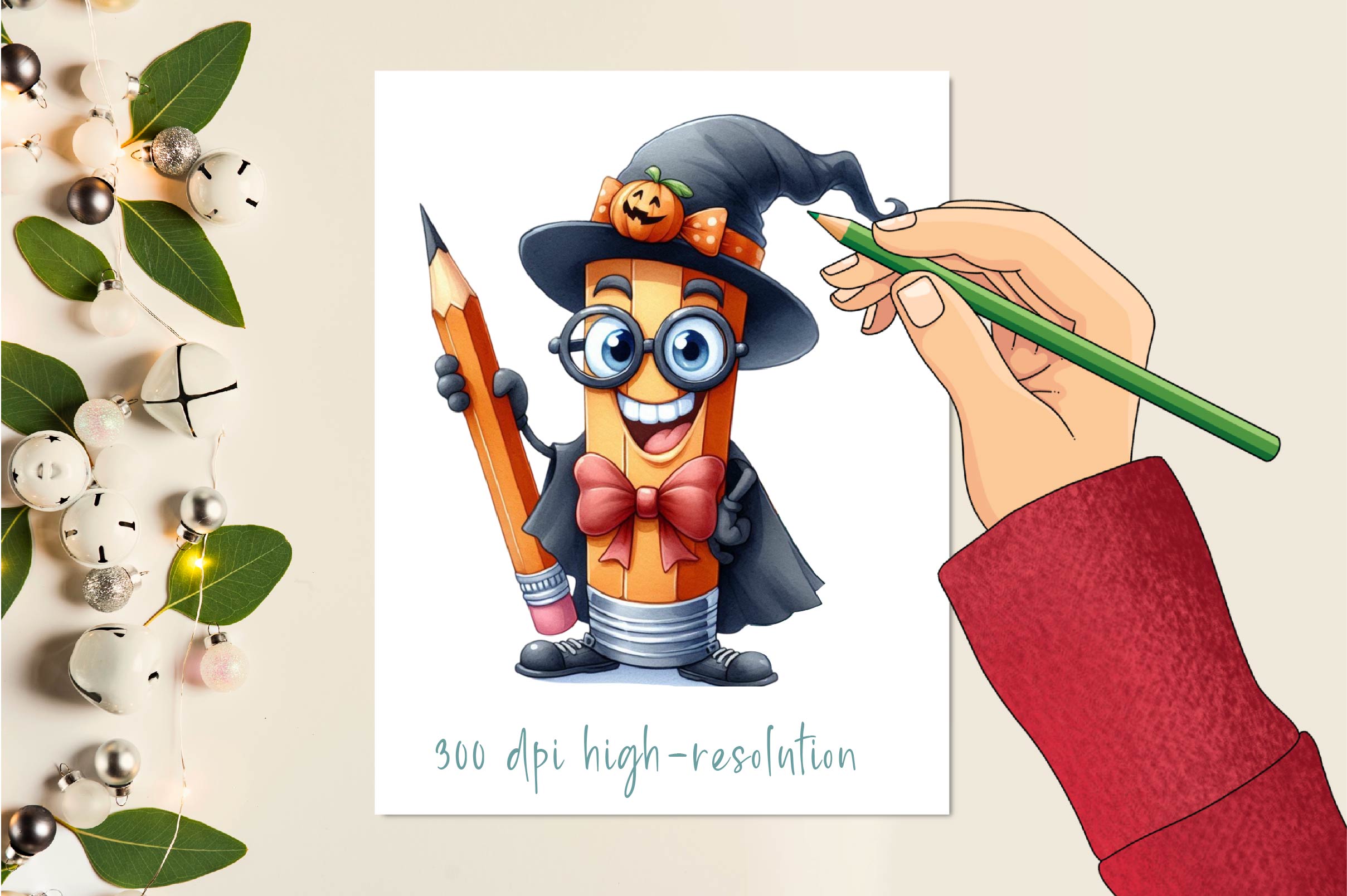 Halloween Teacher Pencil Clipart Bundle