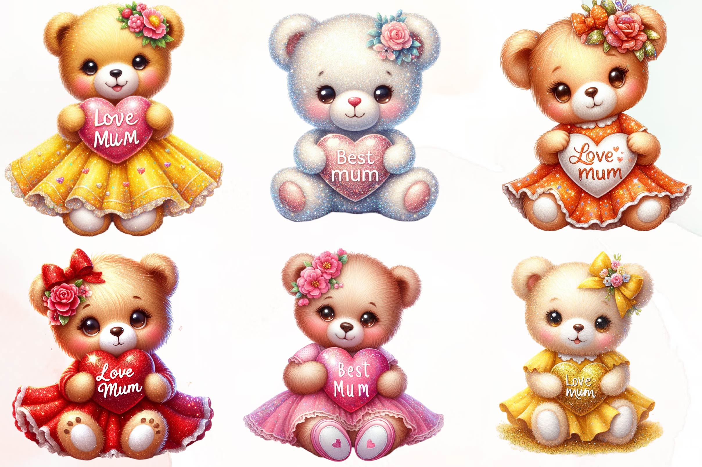 Mothers Day Teddy Bear Clipart Bundle