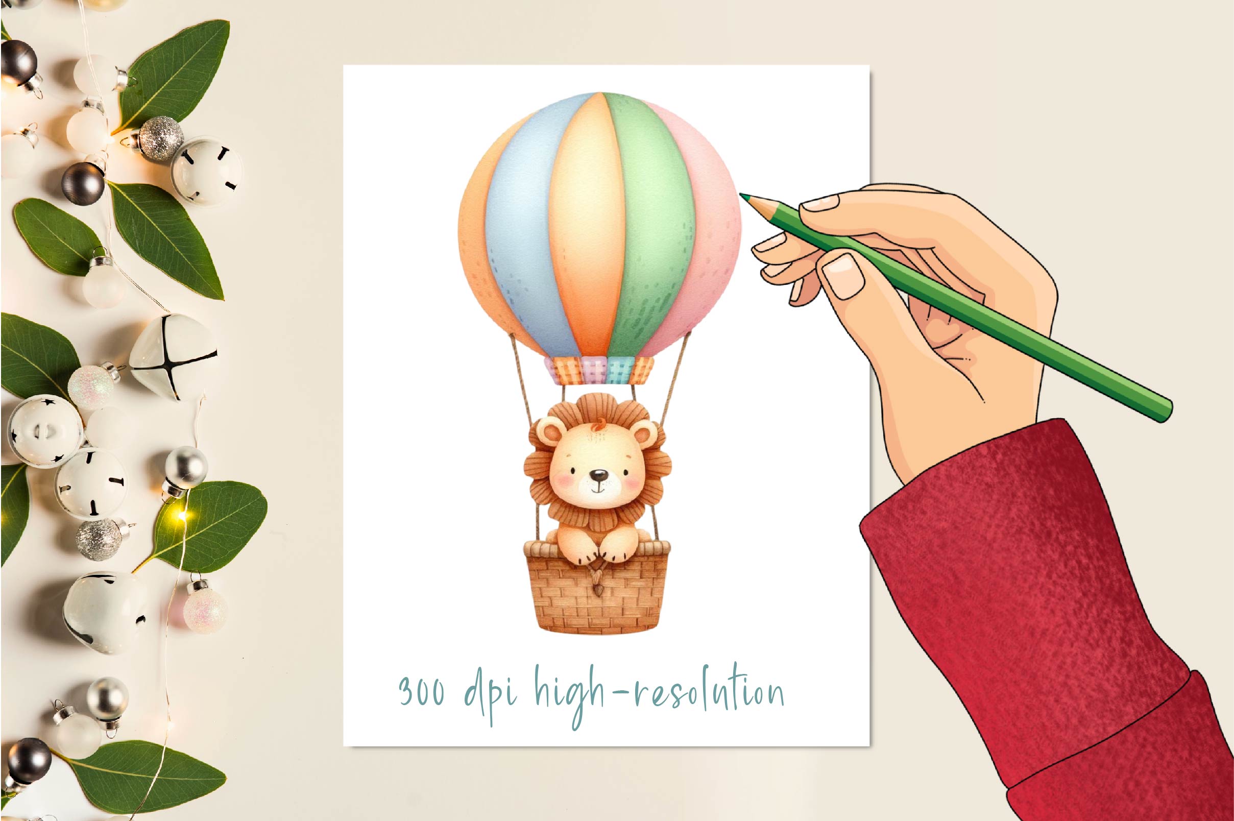 Animal Hot Air Balloon Clipart Bundle