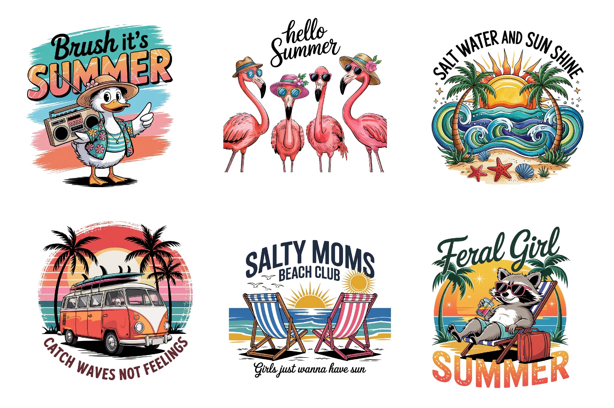 Funny Summer Quotes Clipart Bundle