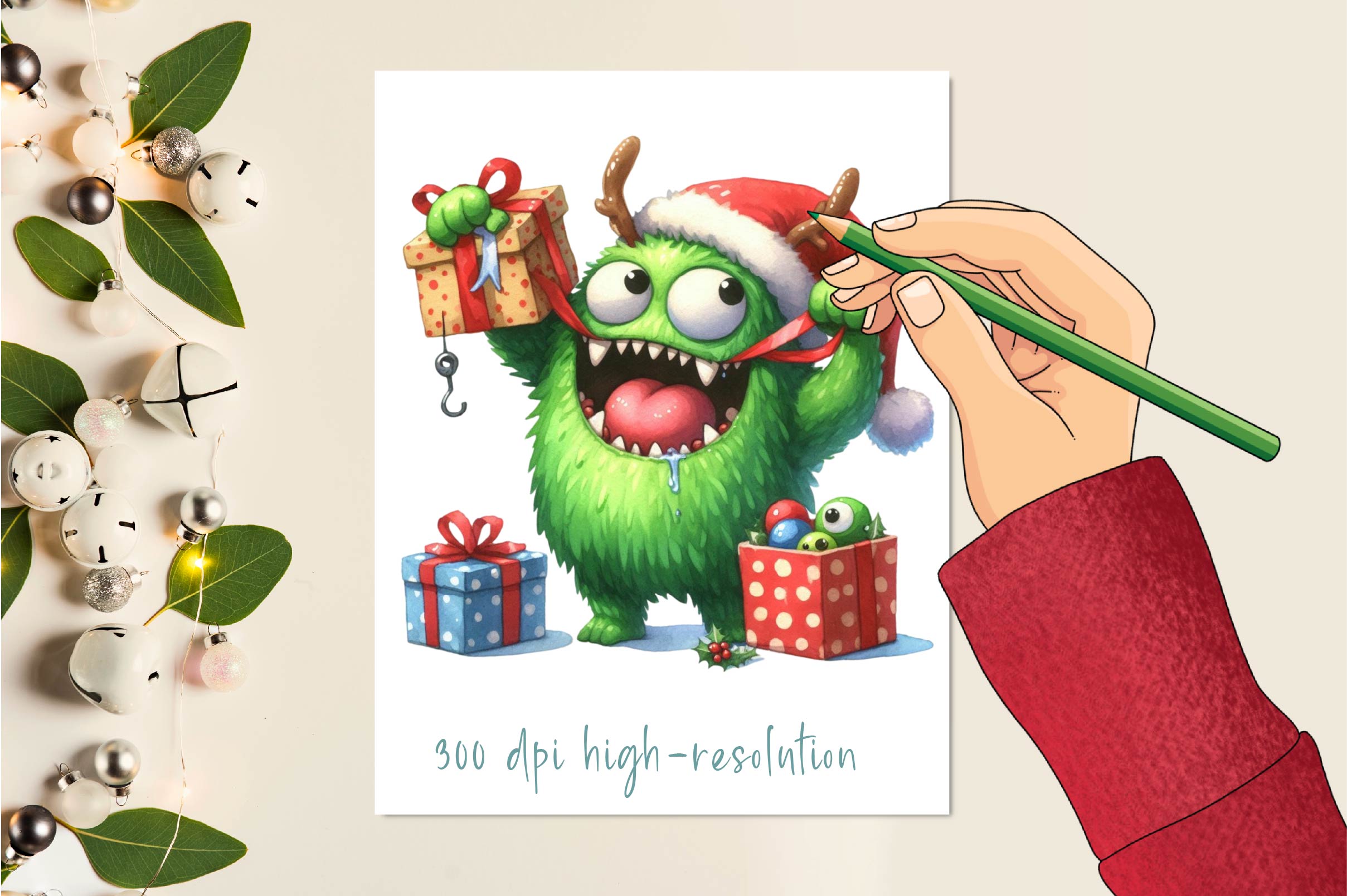 Christmas Funny Monster Clipart Bundle