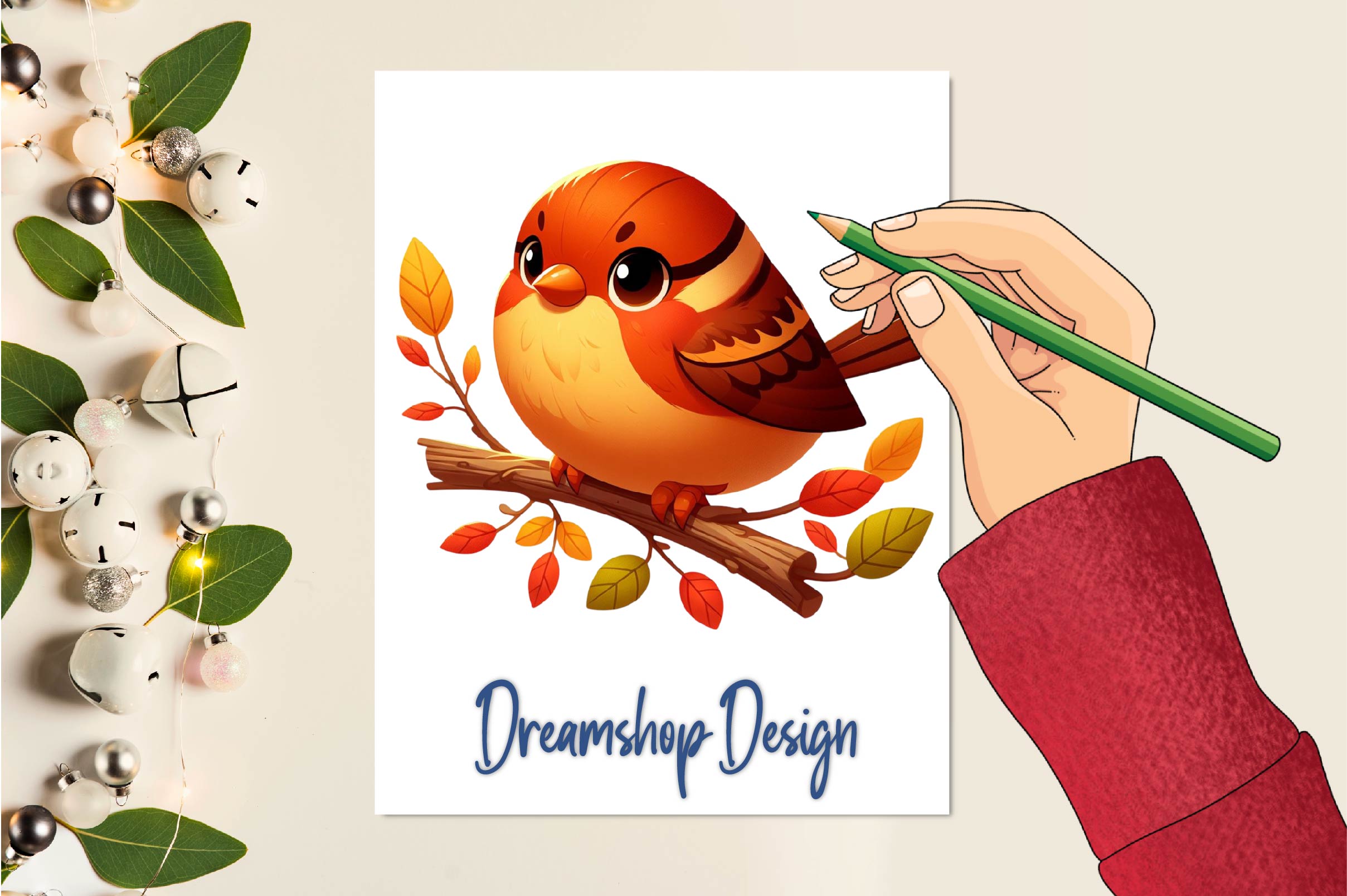 Autumn Sparrows Bird Clipart Bundle