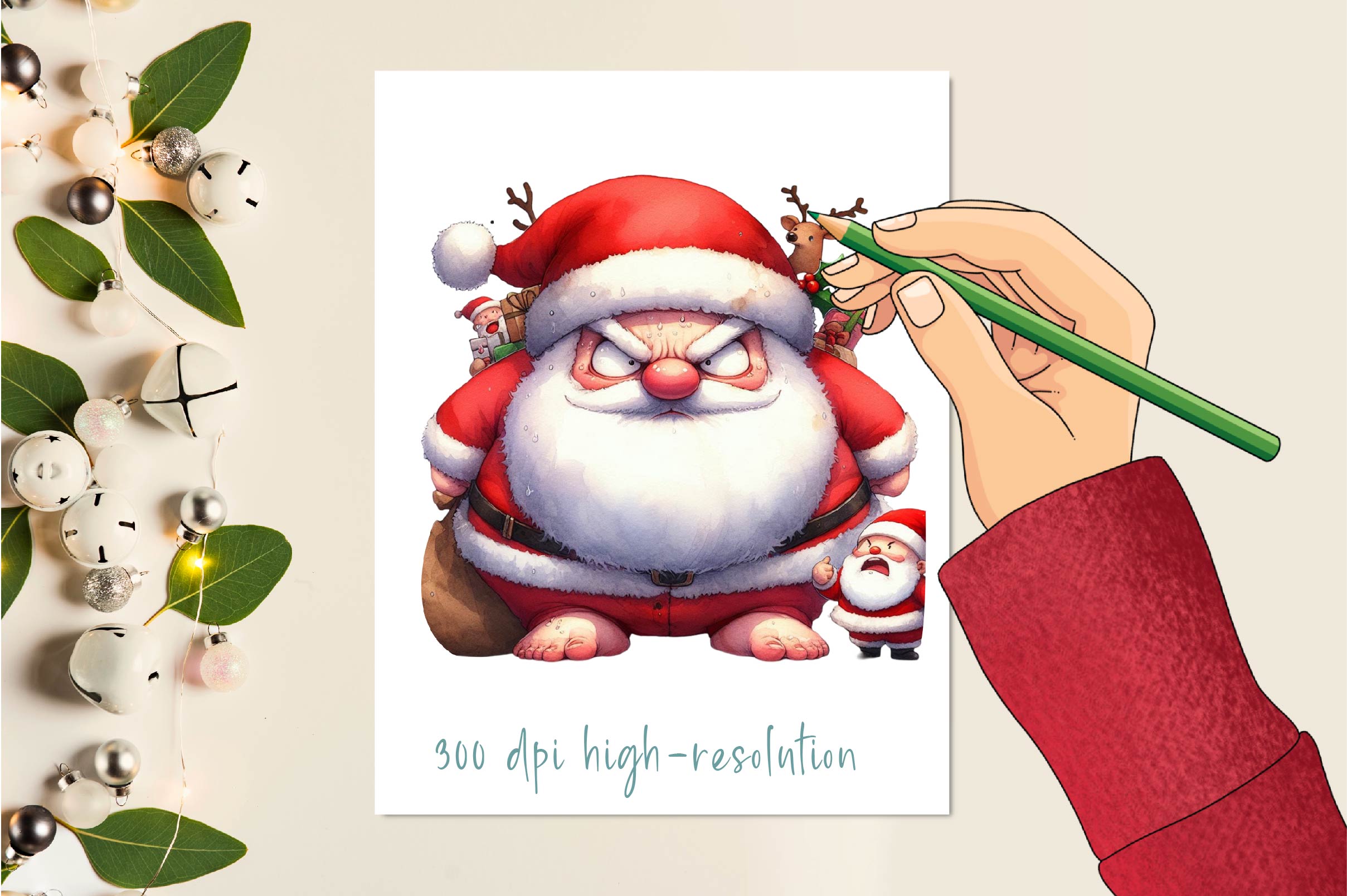 Christmas Funny Fat Santa Clipart Bundle