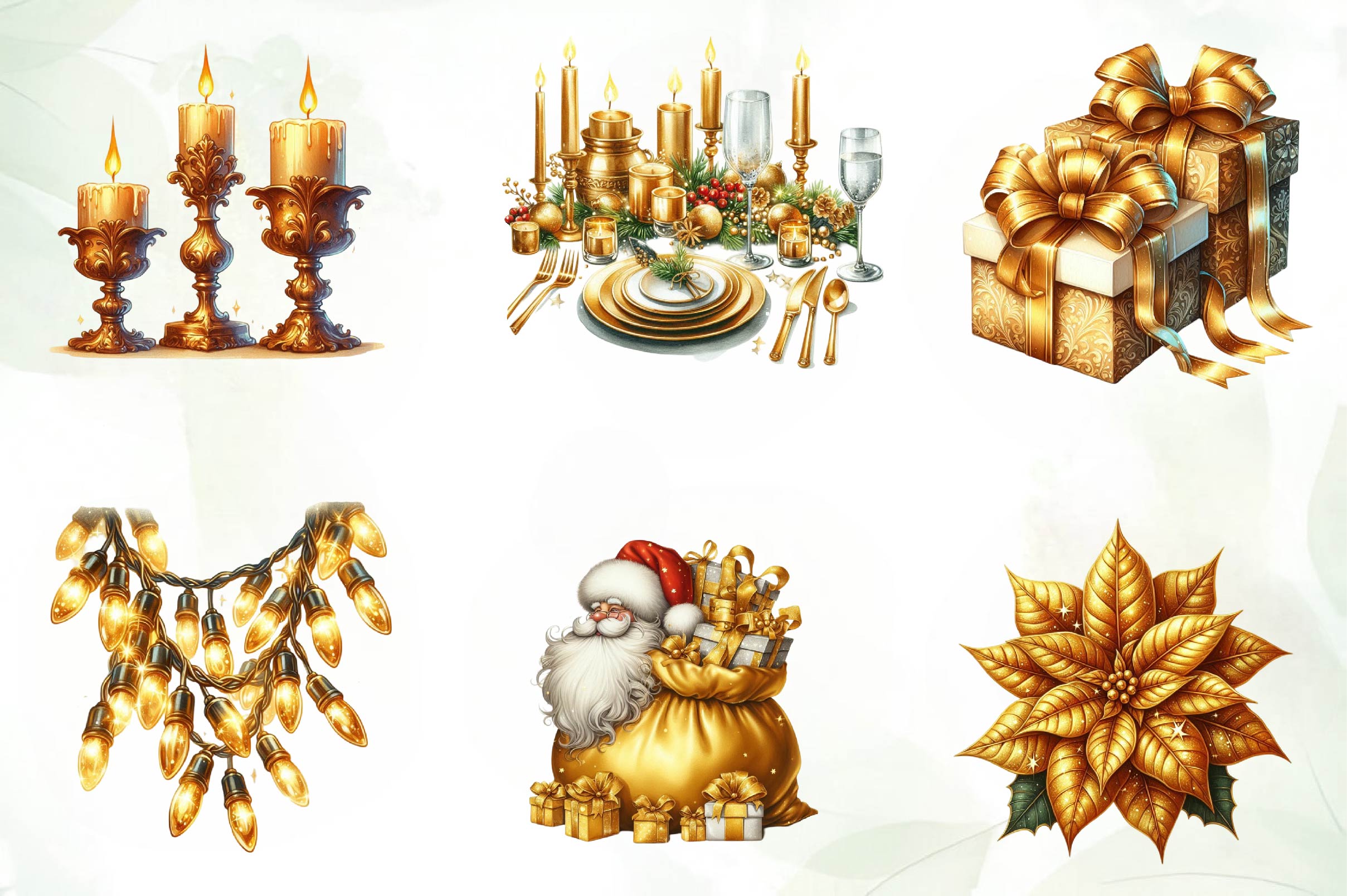 Gold Christmas Luxury Clipart Bundle