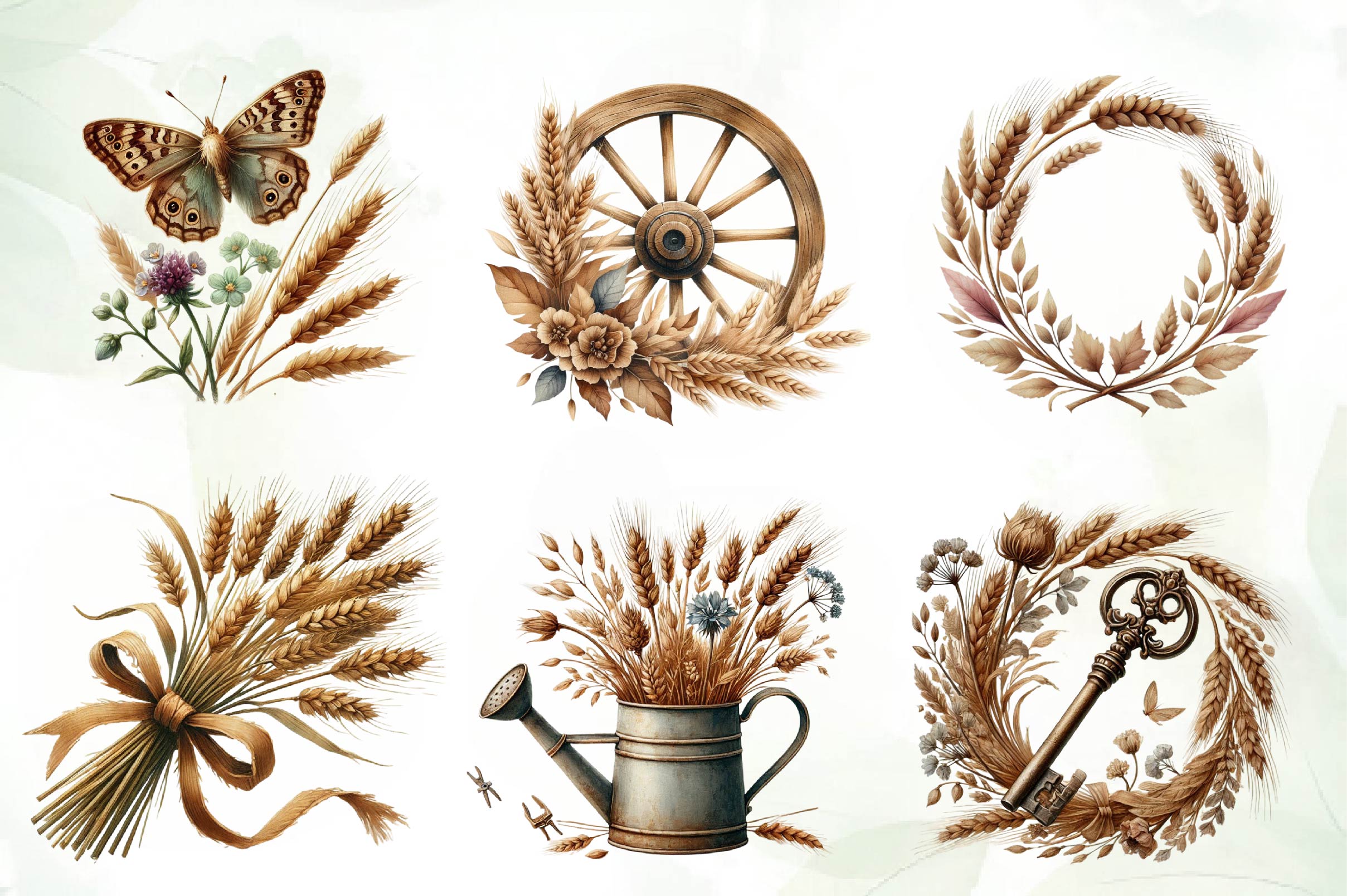 Sepia Spring Clipart Bundle