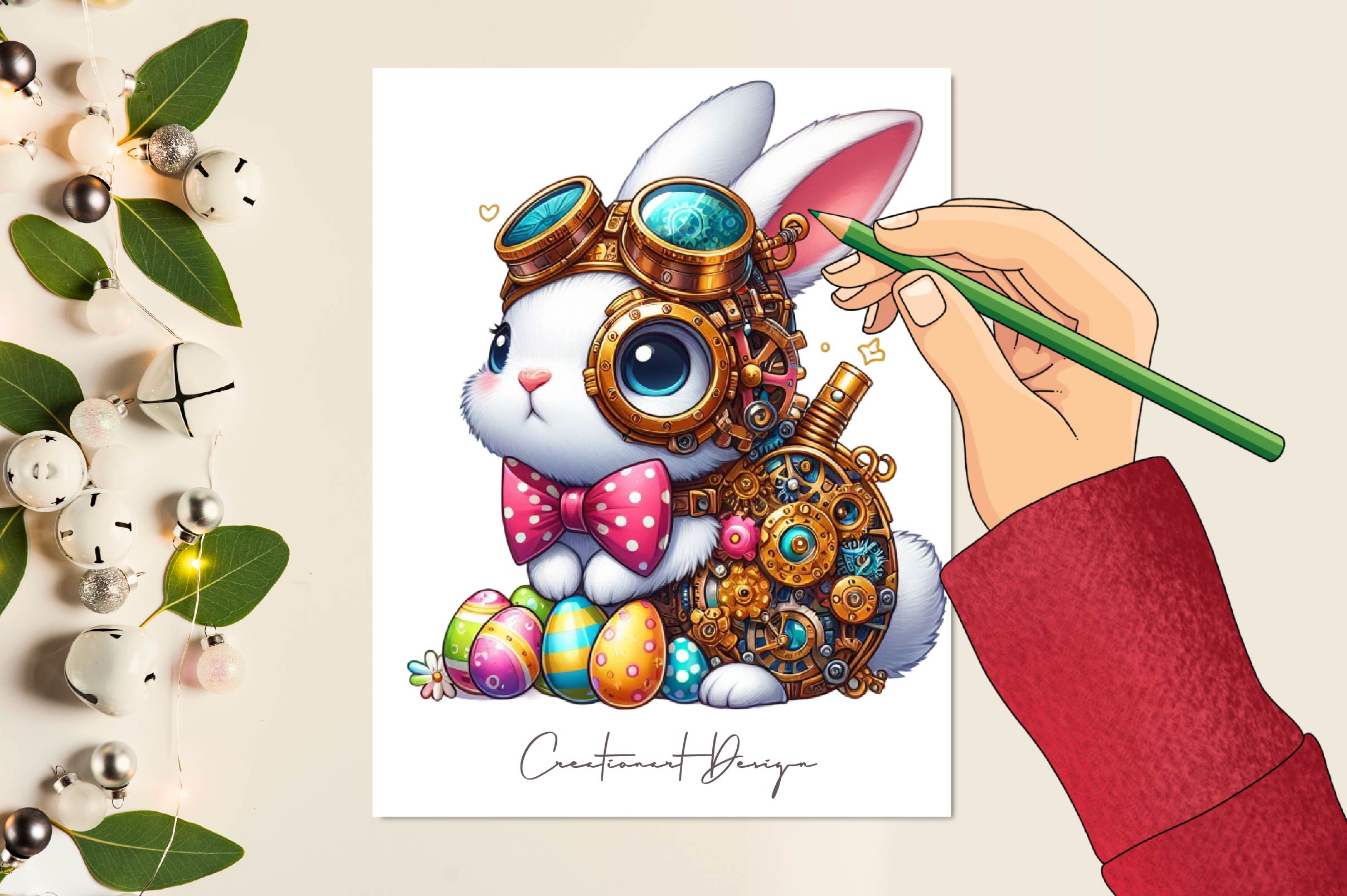 Easter Steampunk Bunny Clipart Bundle