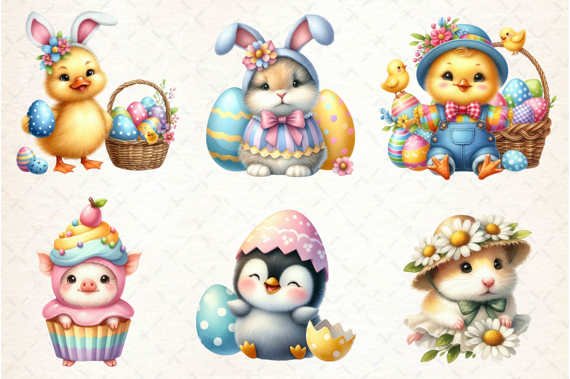 Cute Easter Costume Animals Clipart Bundle